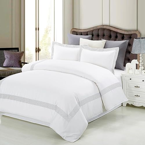 Miniatura 7 de SUPERIOR Glenmont - Juego de funda de edredón bordada, algodón de fibra larga, tamaño matrimonialqueen