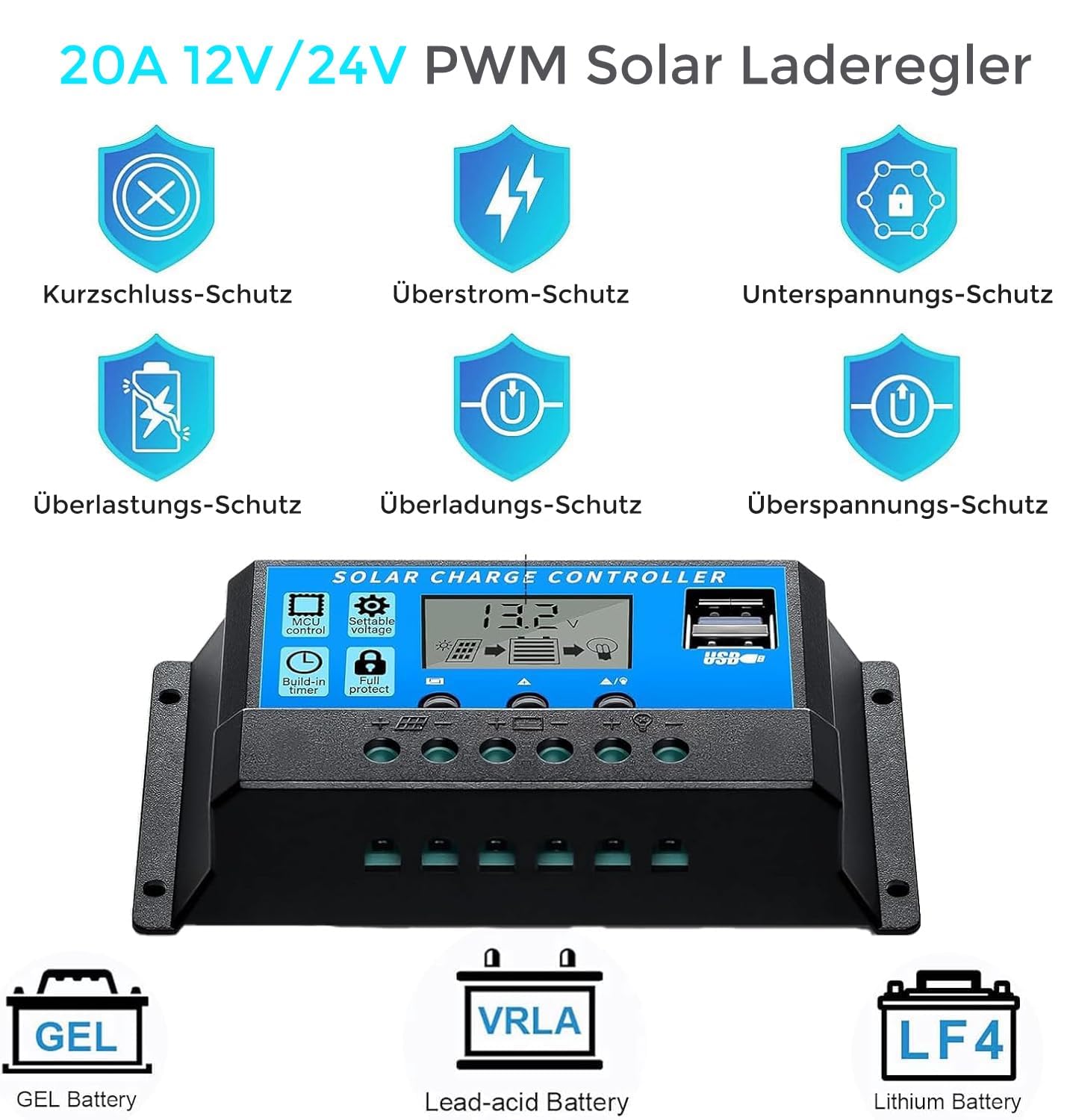 Solarpanel-Kit Flexibel 100W 12V Monokristallines Solarmodul+20A 12V/24V Solarladeregler+Solarkabel, Solaranlage Komplettset 12v für Wohnwagen, Wohnmobil, Boot Camper Autodach Balkon