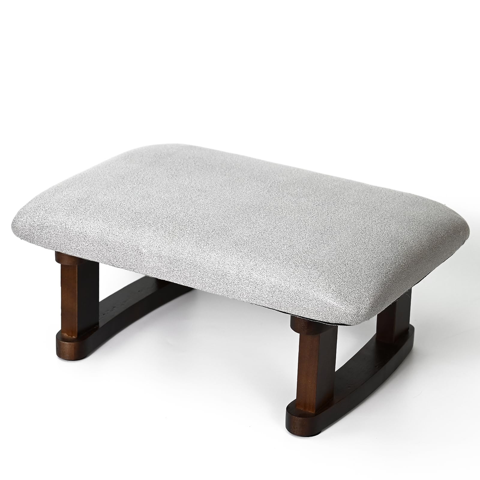Small Footstool Office Under Desk Ottoman Padded Hassock 16.1"(41cm) x 6.7"(17cm) with Wooden Legs Modern Living Room Bedroom Work Nail Salon Compact Footrest Stool Relaxation Rest Foot Stool (Grey)