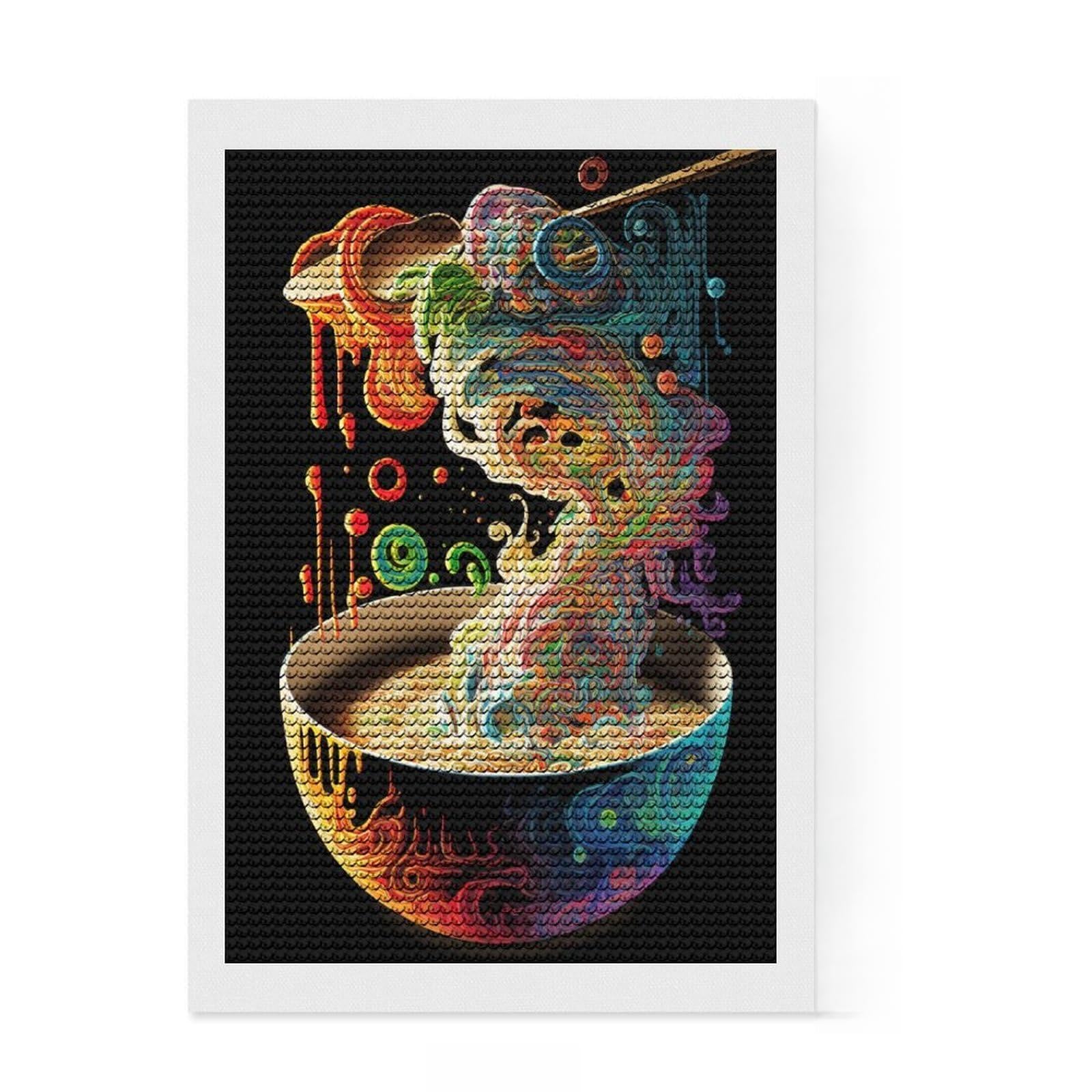 Junmoney Ramen Japan Food Full Drill Diamond Painting Kit 8"x12", for Women, Complete Accessories, Thoughtful Handmade Gift, Farmhouse Decor