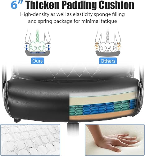 Miniatura 8 de Giantex Silla de oficina grande y alta de 500 libras, asiento ancho, silla ejecutiva de cuero grande con base de metal resistente, silla giratoria