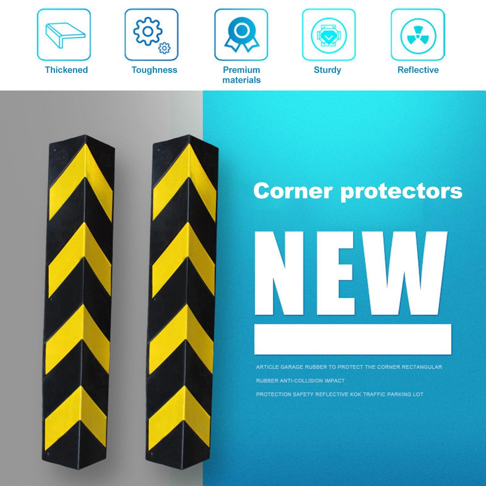 Protector Columnas Garaje Reflectantes, para Garajes Protector Pared Garaje, Amarillos y Negros, Ideales para Garajes y Estacionamientos(800mm x 100mm x 10mm)