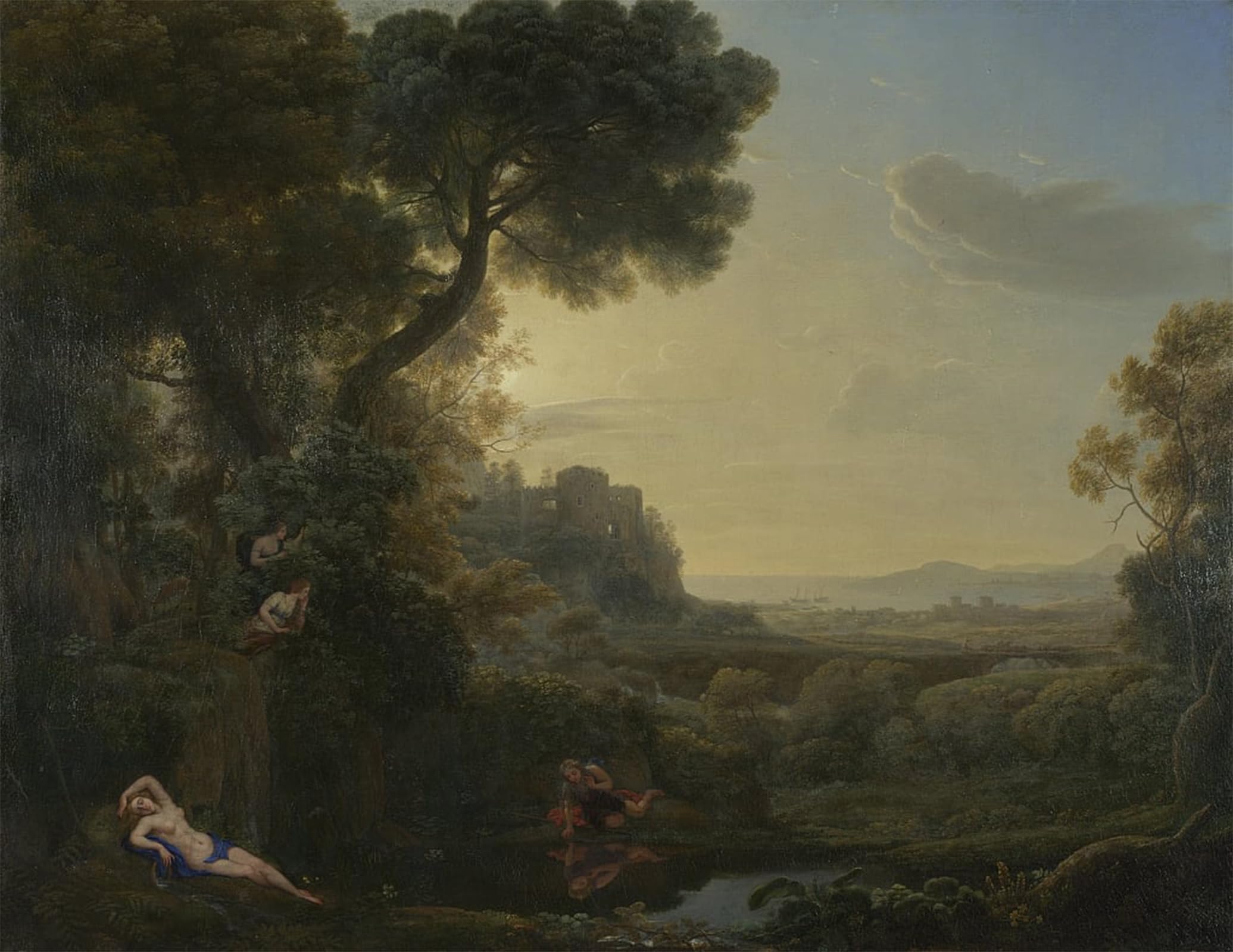 POSTERIIk Vintage Art Print Images Pictures Print Landscape with Narcissus and Echo by Claude Lorrain Modern Colour Posters for Office Home Decor 60x90cm