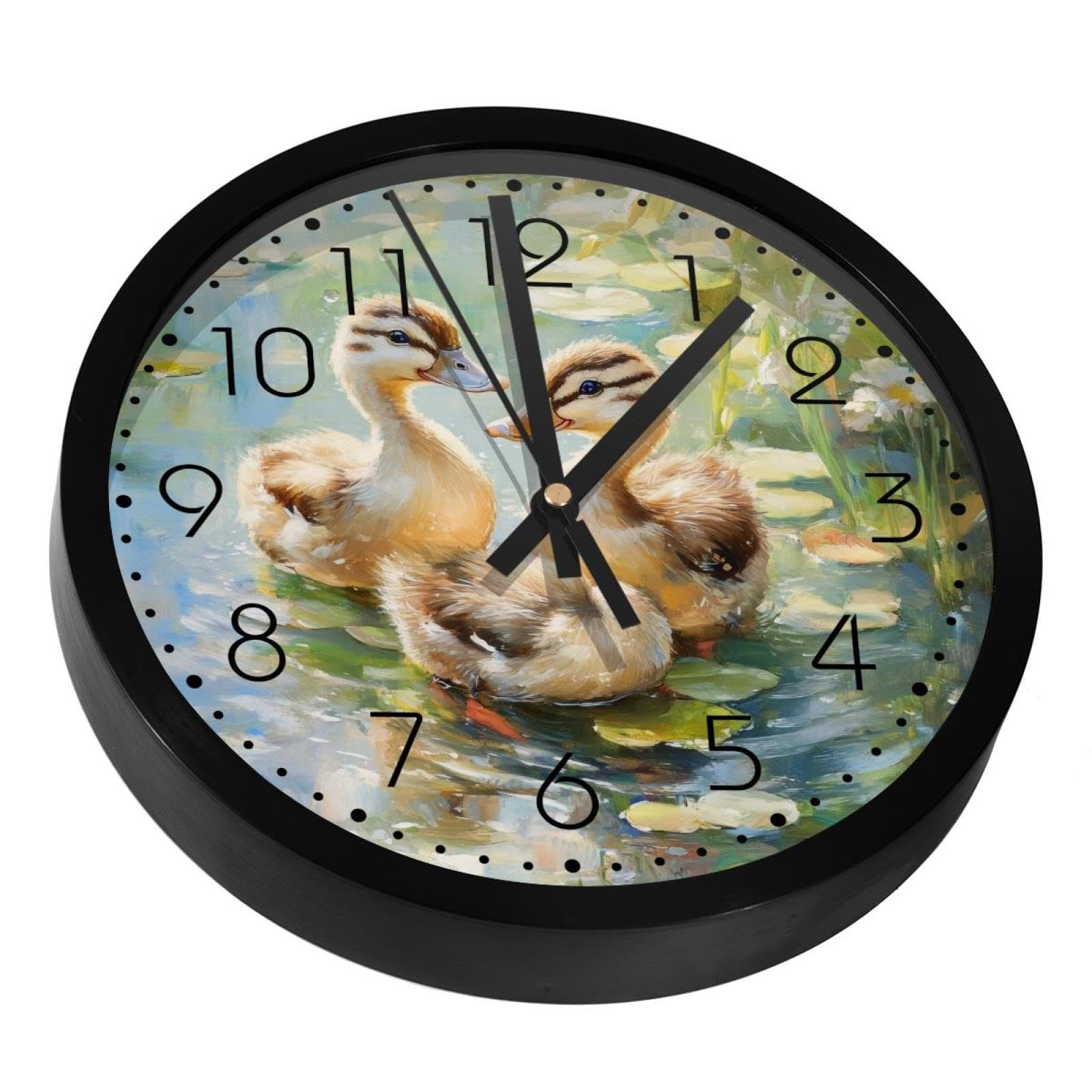 Horloge silencieuse aquarelle canetons salon et cuisine