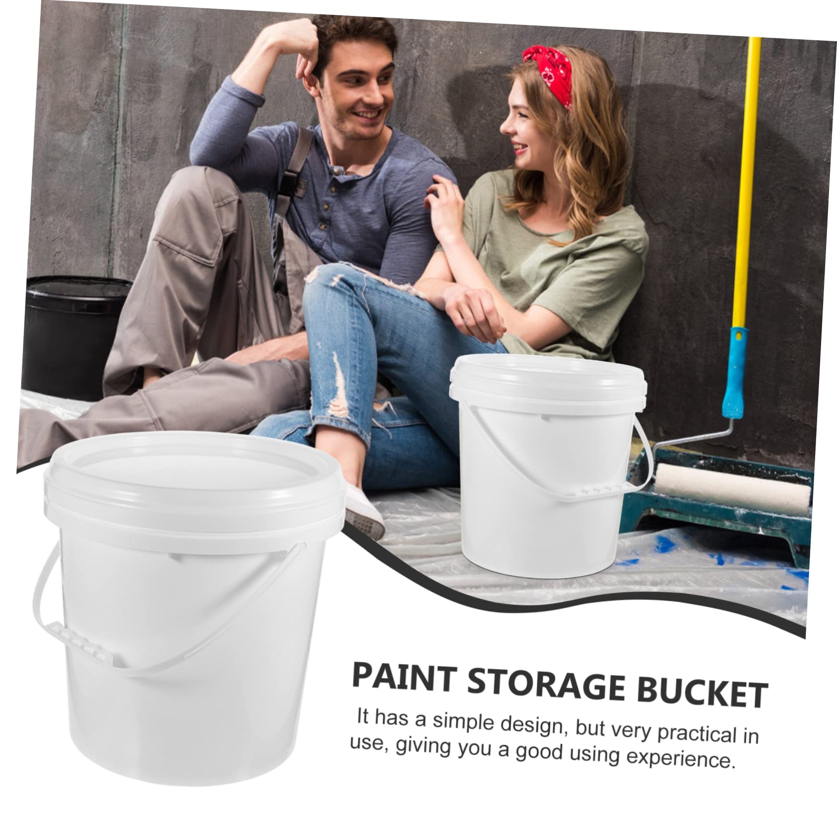 Cubo De Pintura Tapa Cubo De Almacenamiento De Pintura Vacío para Uso Interiores y Exteriores Contenedor De Pigmentos