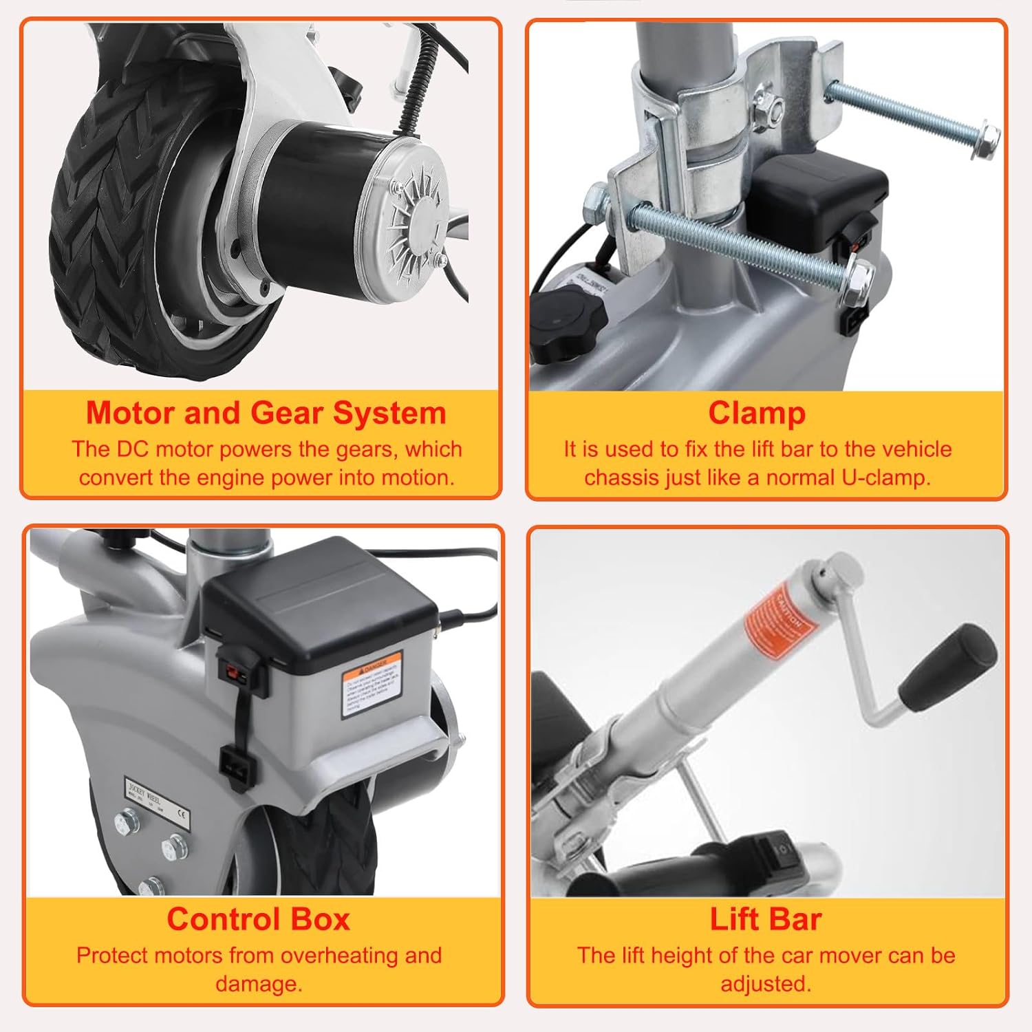 12V 350W Motorised Wheel, Electric Mini Trailer Mover, 5000 lbs Towing Capacity, 22ft/min Moving Speed, for Caravan, Boat
