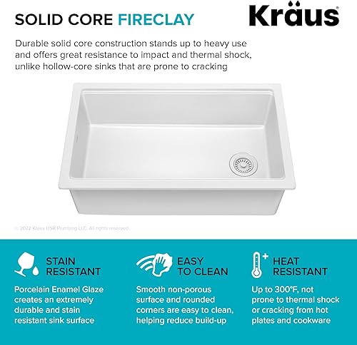 Miniatura 8 de KRAUS Turino KFDW1-33MGR - Fregadero de cocina con estación de trabajo de arcilla refractaria de 33 pulgadas, color gris mate