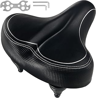 自転車 サドルカバー 屋外での使用（エラストマー）特大サイズ オーバーサイズ 快適 バイクシート 防水 アウトドアバイク サスペンション ワイドソフトパッド入り ブラック 単品 サドル 痛くない 女性と男性用