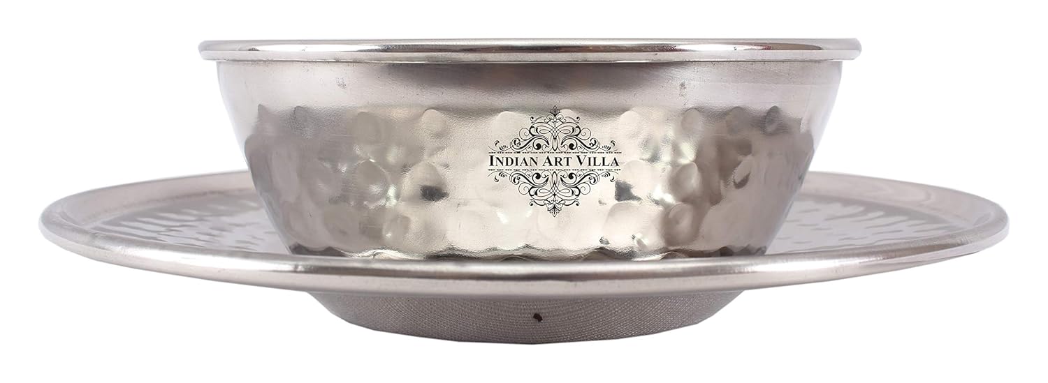 Buy INDIAN ART VILLA Steel Bowl with Underliner310 ML Capacity