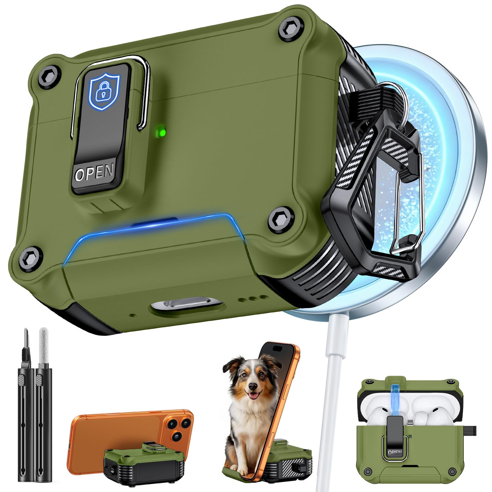Inesore for AirPods Pro 3 Case with Secure Lock (Dark Green)