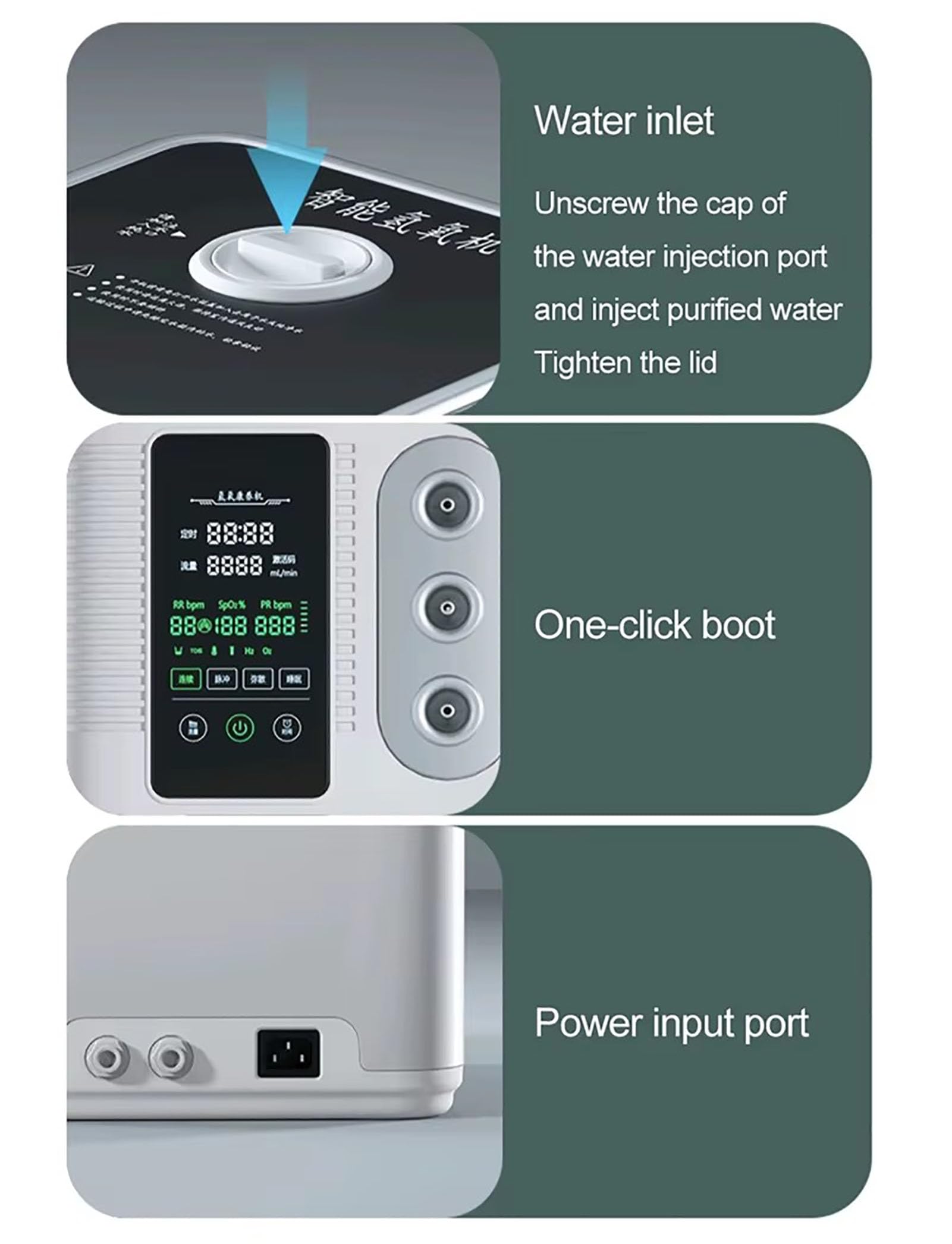 Urządzenie do inhalacji wodorem, przenośny generator wodoru PEM o wydajności 900–3000 ml/min, inhalator H2 o wysokiej czystości 99,99% z 3 portami, niski poziom hałasu 1500ml