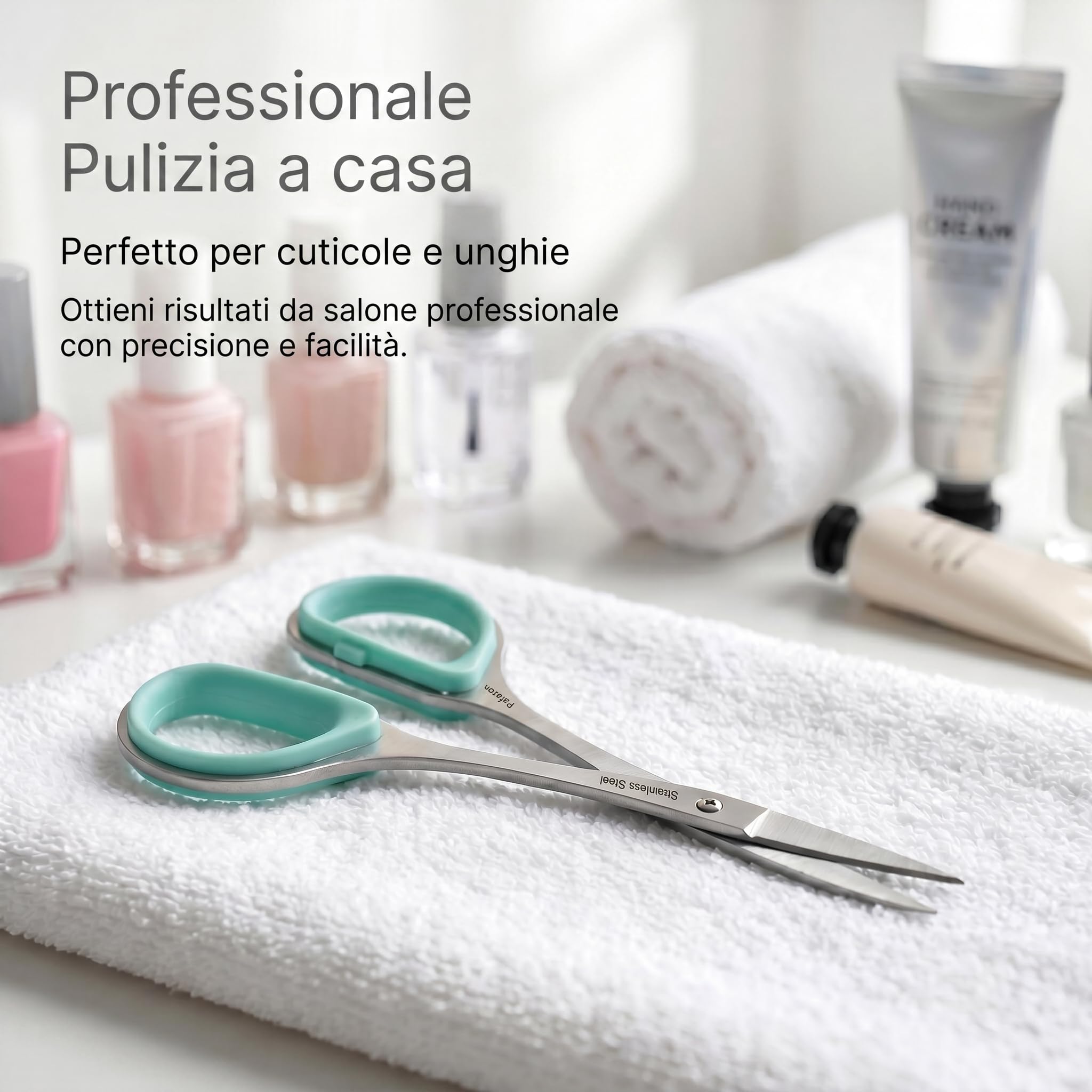 PAFASON Piccolo Cuticole Forbici Set, 2 Pezzi Multiuso Curvo Dritto Precisione Punta Manicure Pedicure Bellezza Toelettatura Strumento per Unghie Pelle Secca, Custodia Pelle Premium