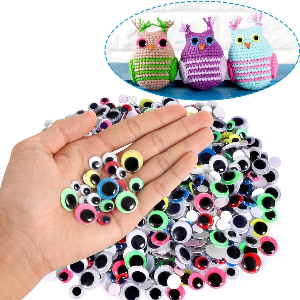 200Pcs Wiggle Eyes Self Adhesive Round Eyes Wobbly Eyes Plastic Craft Eyes for DIY Scrapbooking Toy Crafts