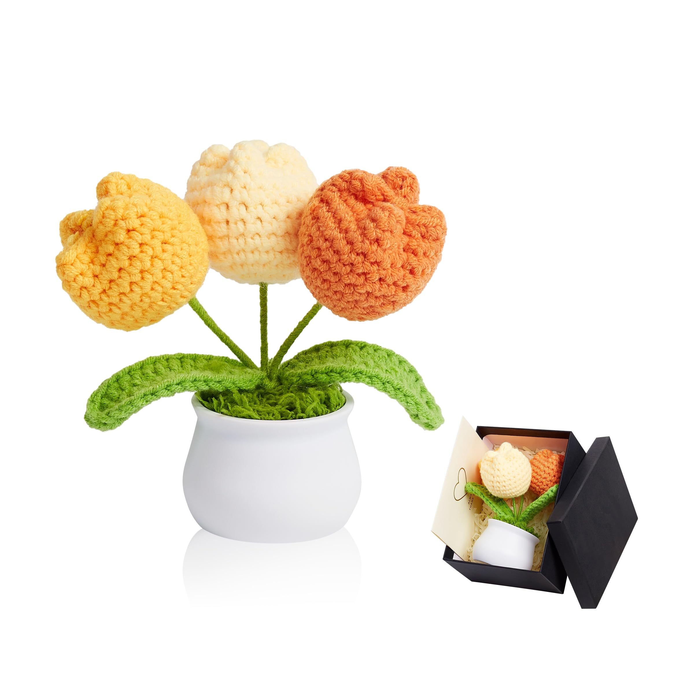 MAIBAOTA Handmade Orange Tulips Crochet Flowers Thank You Teacher Gifts — image 1