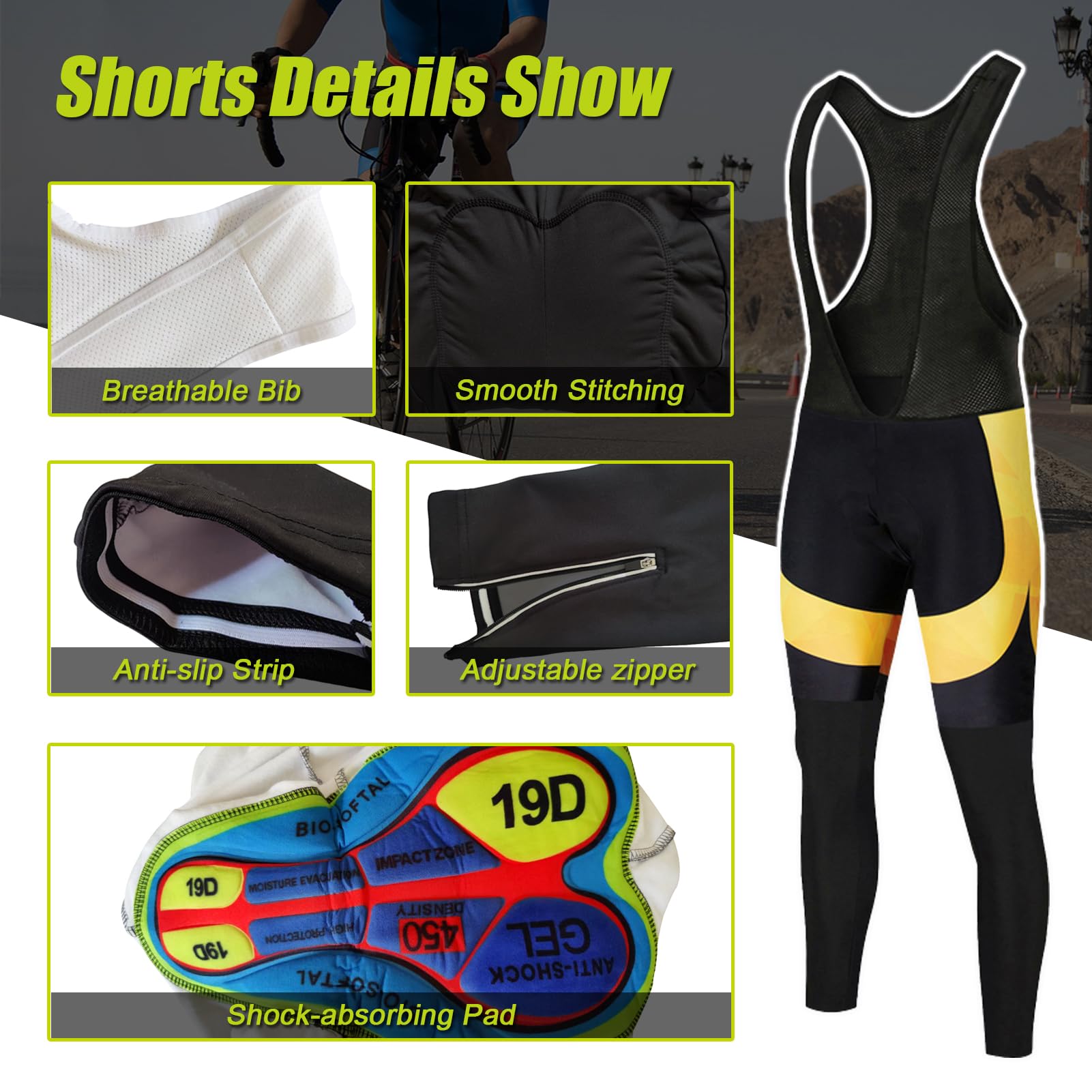 Ropa Ciclismo Hombre Conjunto Bici MTB Invierno Maillot Ciclista Polar Térmico,Traje Bicicleta Chaquetas Ciclo Manga Larga y Pantalones Tirantes con 19D Gel Acolchado,Completa BTT Jerseys Transpirable