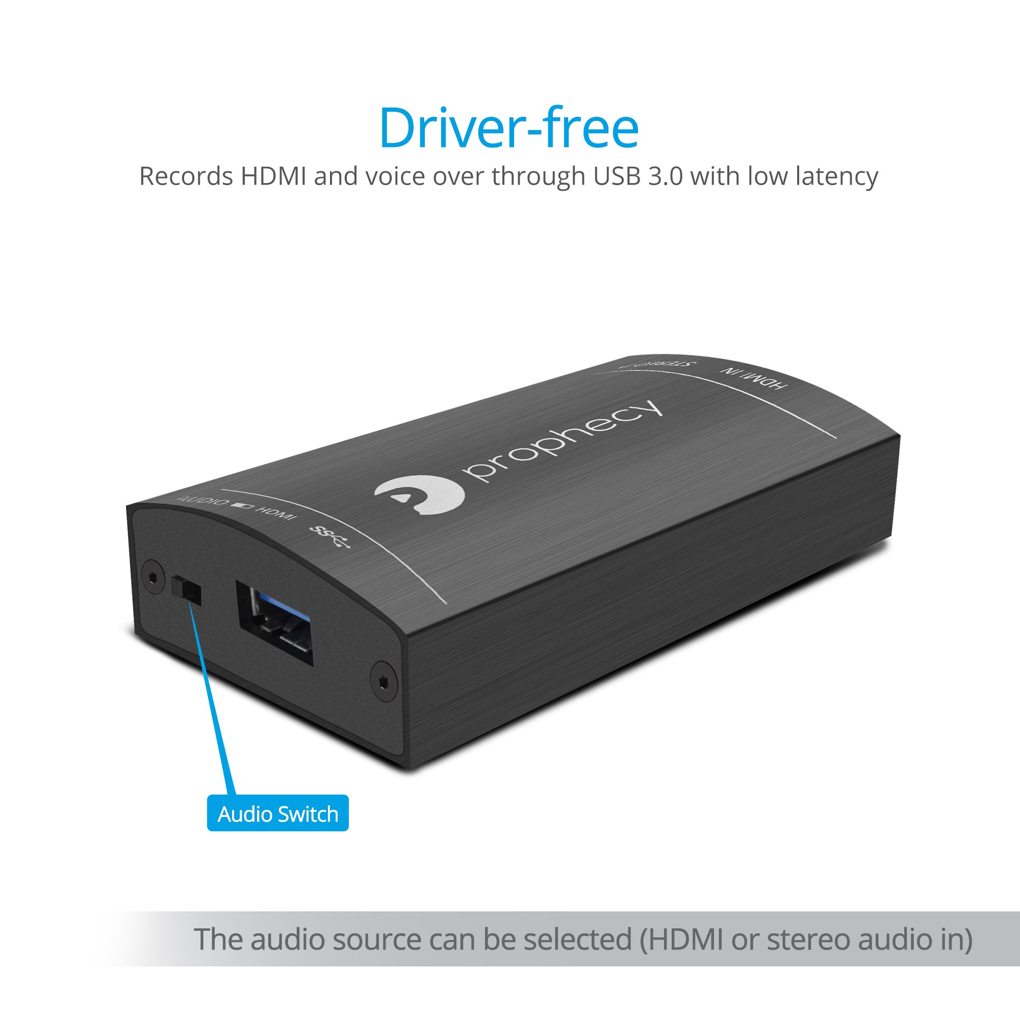 gofanco Dispositivo de Captura de vídeo USB 3.0 HDMI con Audio, Capturar, transmitir, Compartir Juegos, 1080p @60Hz, Baja latencia para la Serie Xbox, PS4, Captura de Juegos, Compatible con TAA Negro