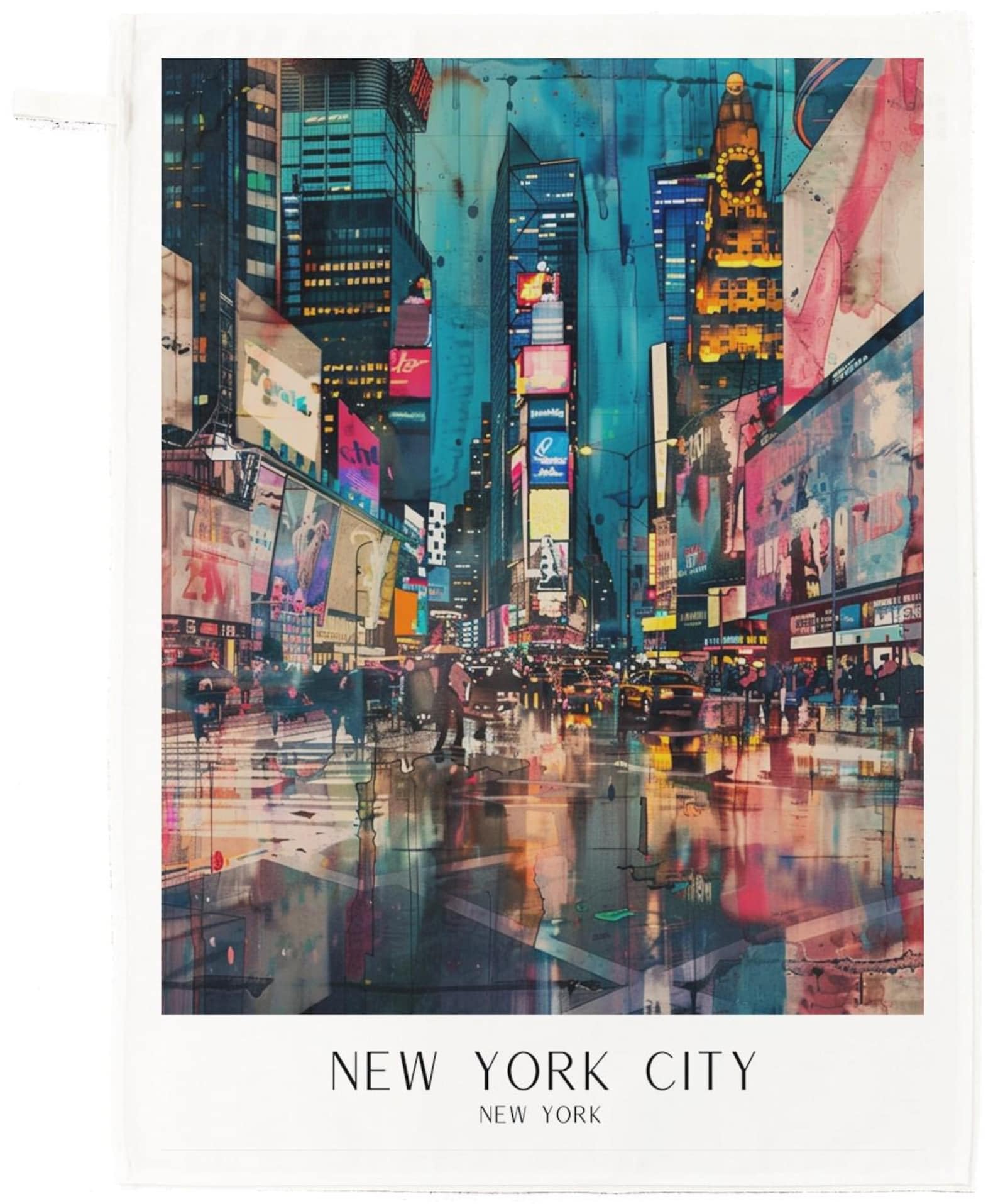 Half A Donkey White New York City Cotton Tea Towel – Times Square Urban Art Design