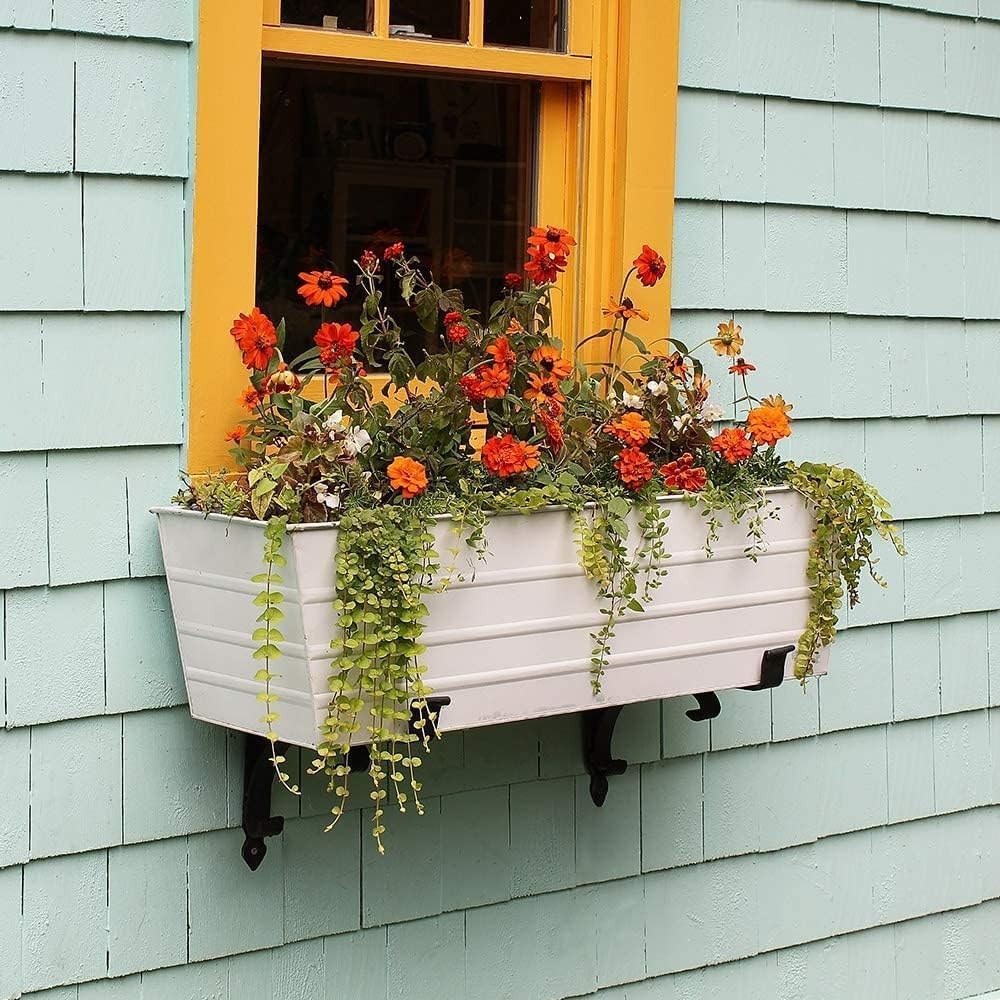 Large Cape Cod Style Flower Box Planter – Durable Outdoor Resin Window Box with Classic Design – Perfect for Patio, Balcony, or Garden Décor