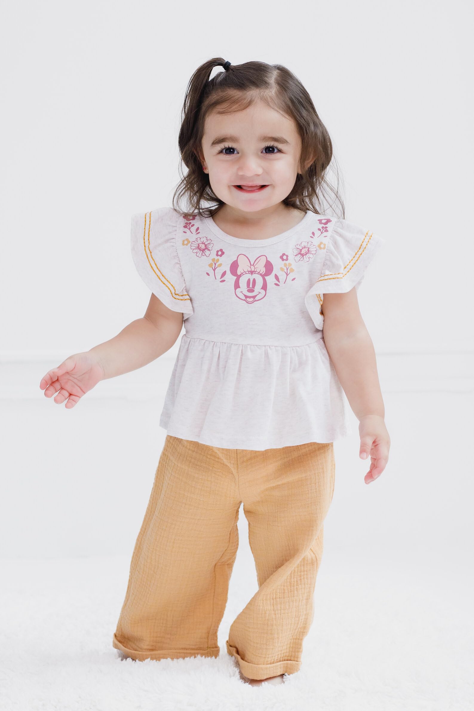 Disney Myszka Minnie Kubuś Puchatek Peplum tank top i spodnie bawełniana gaza rozmiary od dziecka do dużego dziecka (12 miesięcy - 10-12)