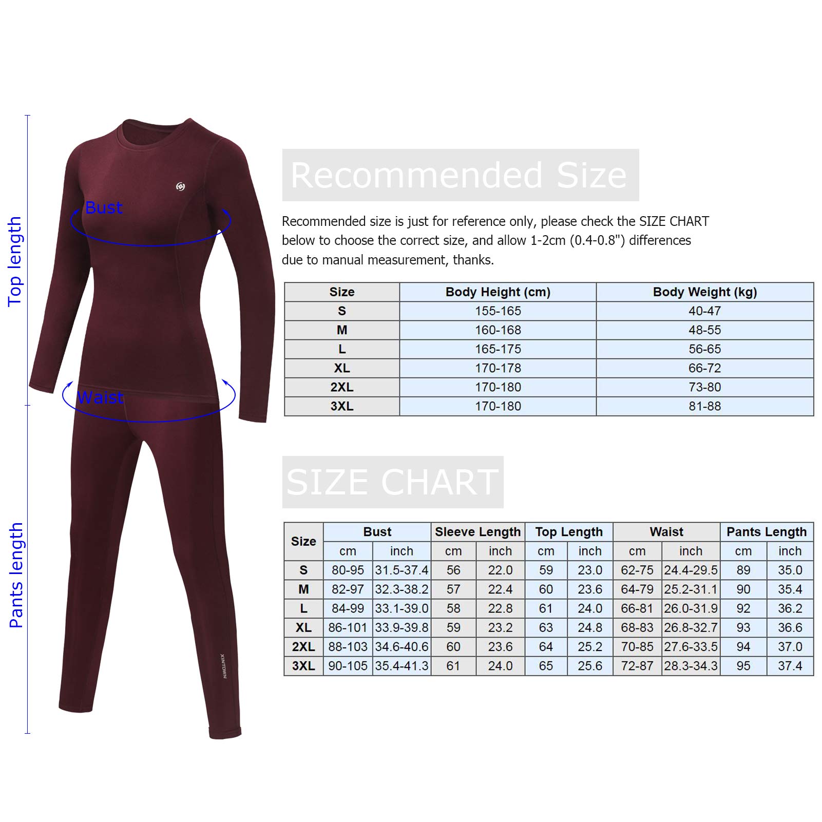 Ensemble de sous-vêtements Thermiques d'hiver 2 pièces pour Femmes, doublé en Polaire, Doux, Confortable, léger, Extensible pour Les activités de Plein air comme la randonnée et