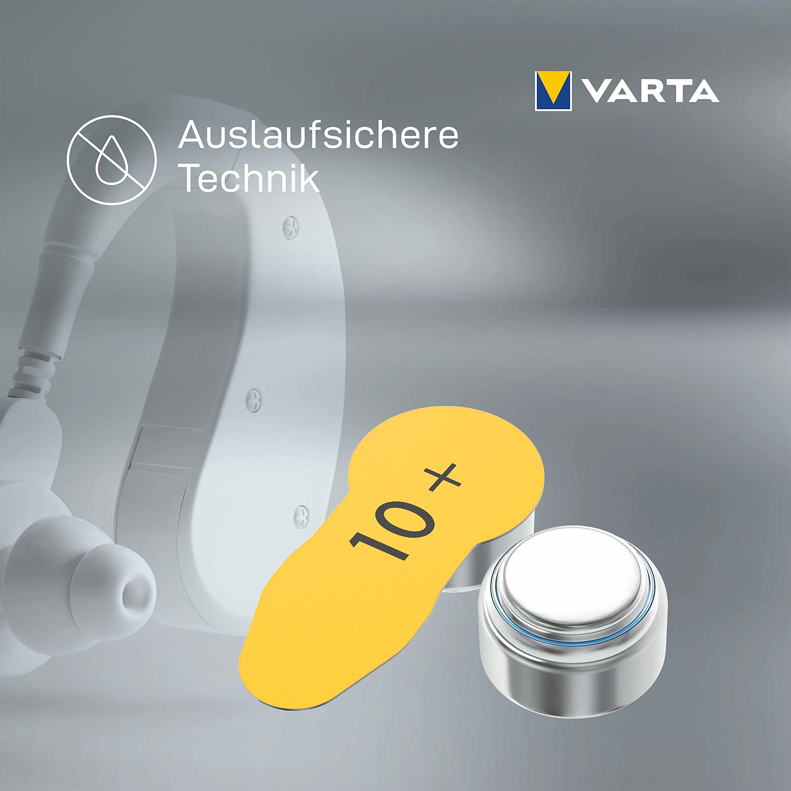 VARTA Batterie per apparecchi acustici tipo 10, 60 pezzi, giallo, pile Power on Demand, confezione economica, per amplificatore acustico, Made in Germany