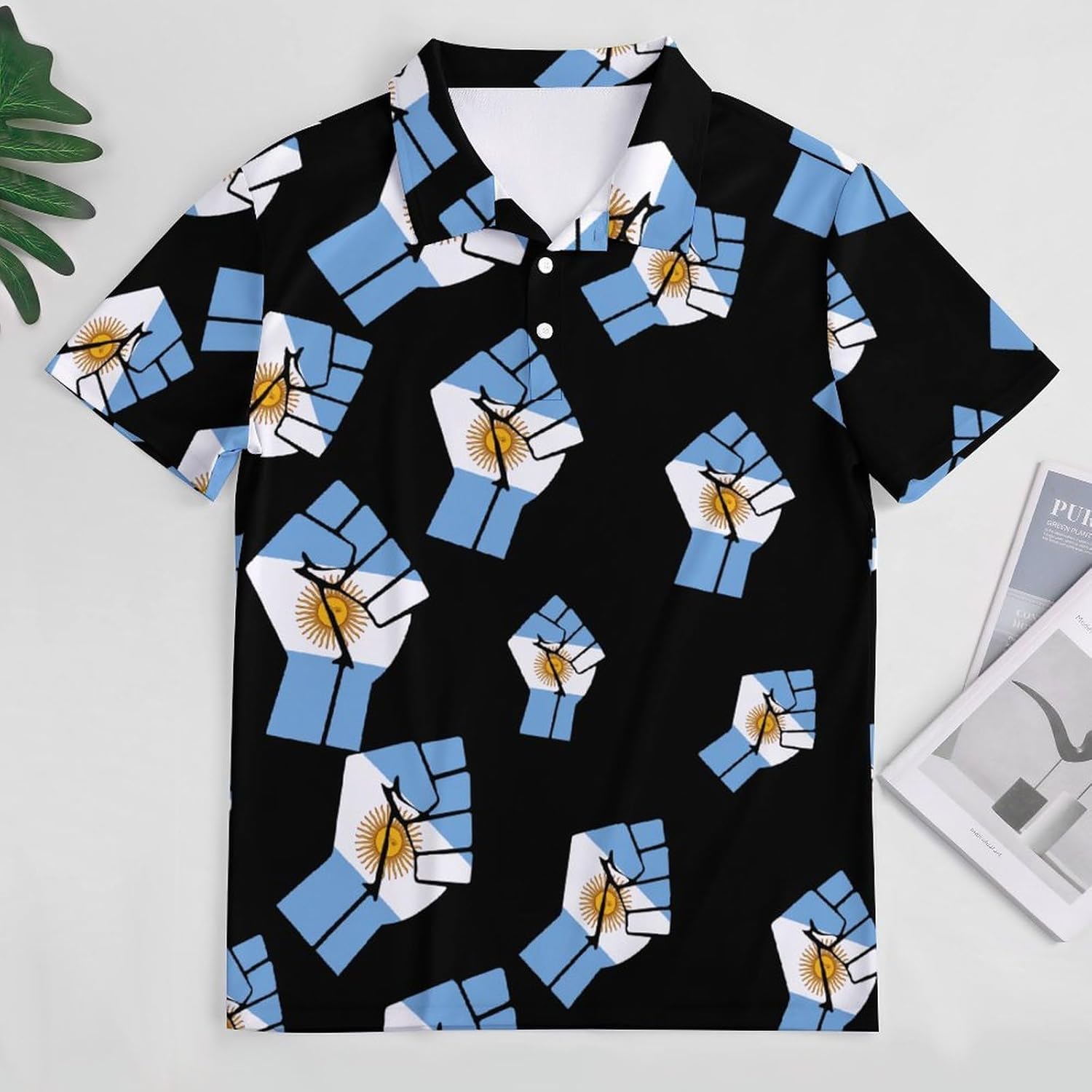 Argentina Flag Resist Womens Golf Polo Shirts Summer Short Sleeve Collared 3 Buttons T Shirt Activewear Tops