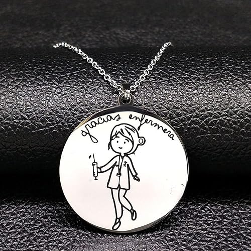 Fashion Nurse Stainless Steel Necklace Women Silver Color Necklaces Pendants Jewelry Enfermeria Regalos