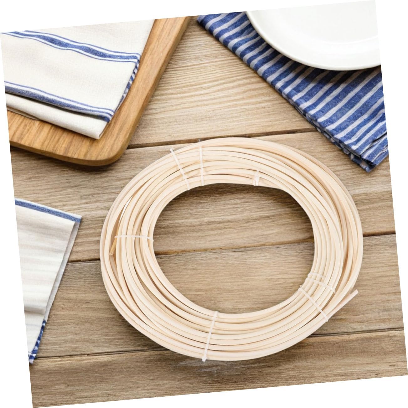 Homoyoyo 3 Rolls Natural Rattan Round Reed Weaving Cane for Chair and Basket Making Durable DIY Furniture Repair Supplies Easy to Weave and Enhance Home Decor