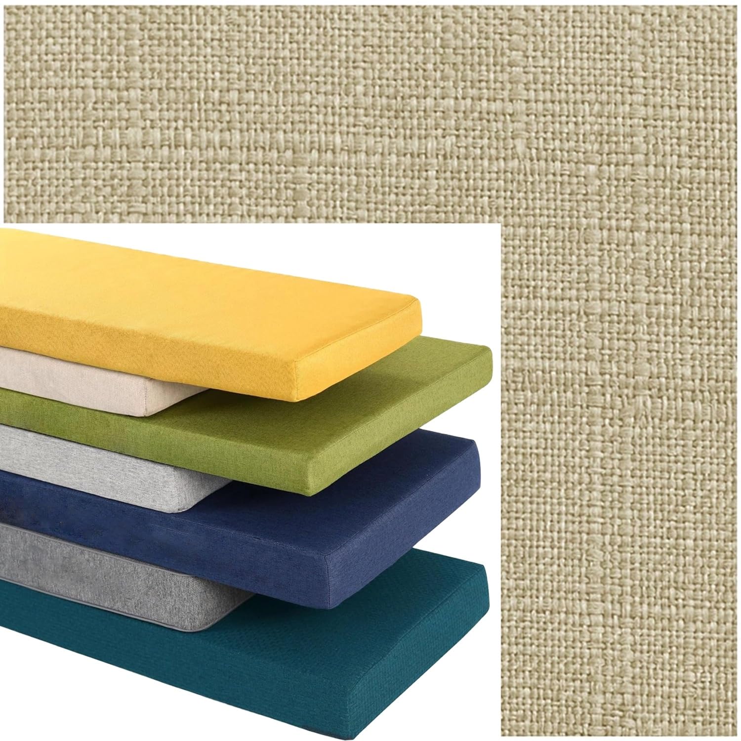 PLCIVSA Outdoor Indoor Bench Cushion Cover, Linen Non-Slip Replacement Slipcover with Zipper, Furniture Seat Cushion Protector for Garden Patio Balcony Sofa Couch(Dark beige,90x35cm/35x14in)