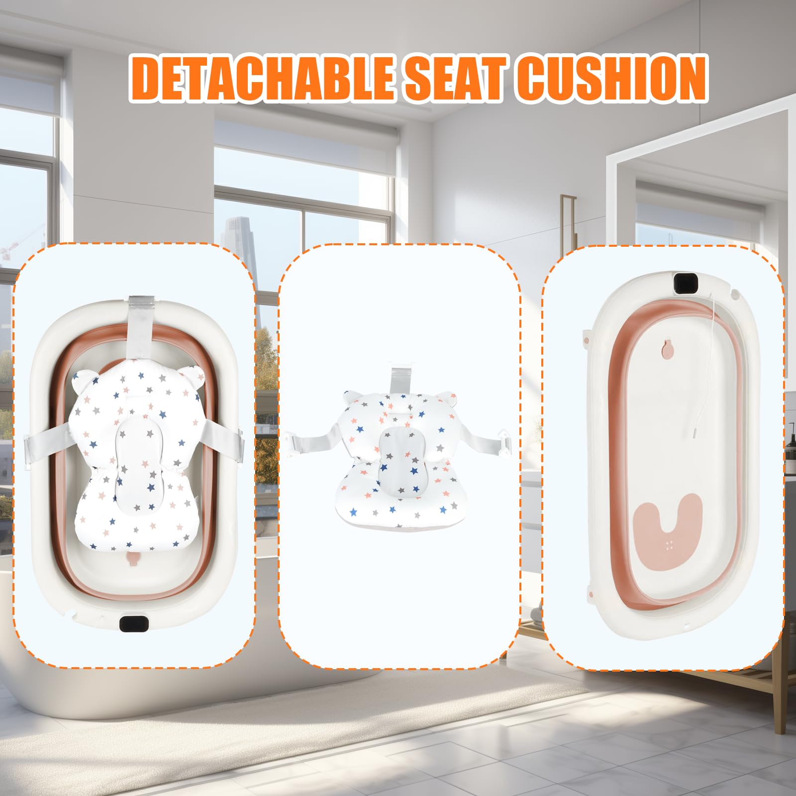 Baignoire Bébé Pliable avec Thermomètre 0-36 Mois