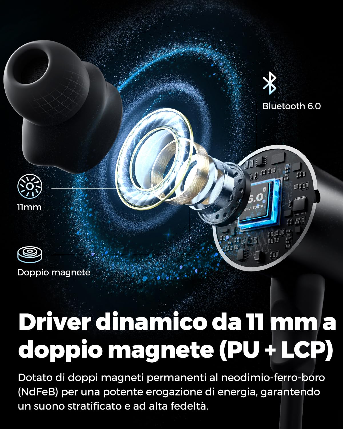 SoundPEATS Q40HD Auricolari Bluetooth 5.4 Sportive da Collo, Hi-Res Audio LDAC, 20 Ore Autonomia, IP67 Impermeabili, App Controllo, Doppia Connessione, EQ Dinamico, Trova Cuffie