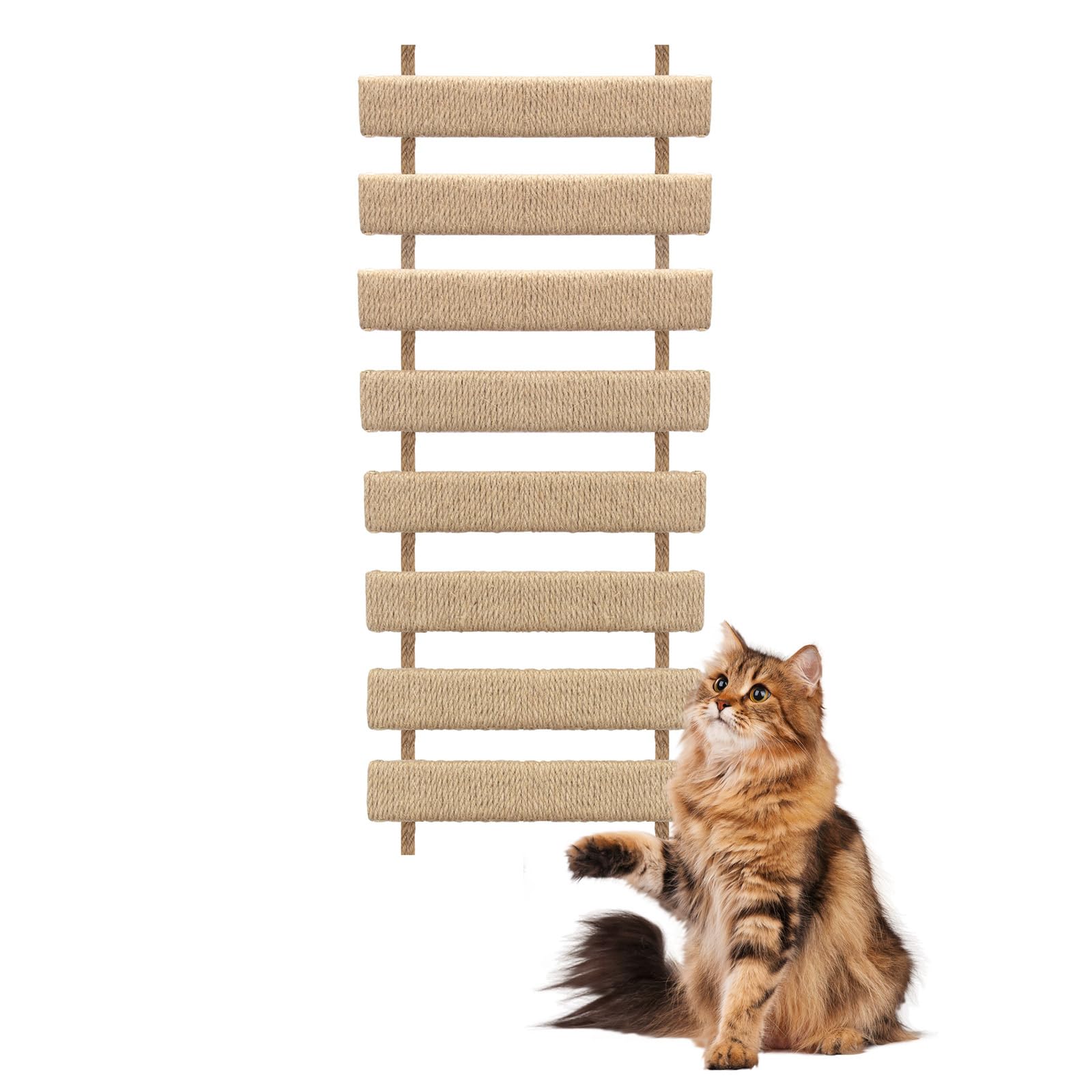 Photo 1 of 20in Multi-Functional Cat Ladder & Bridge - DIY Cat Climbing Frame with Sisal Rope for Indoor/Outdoor Cats, Parrots, and Small Pets (Wood, 20in)