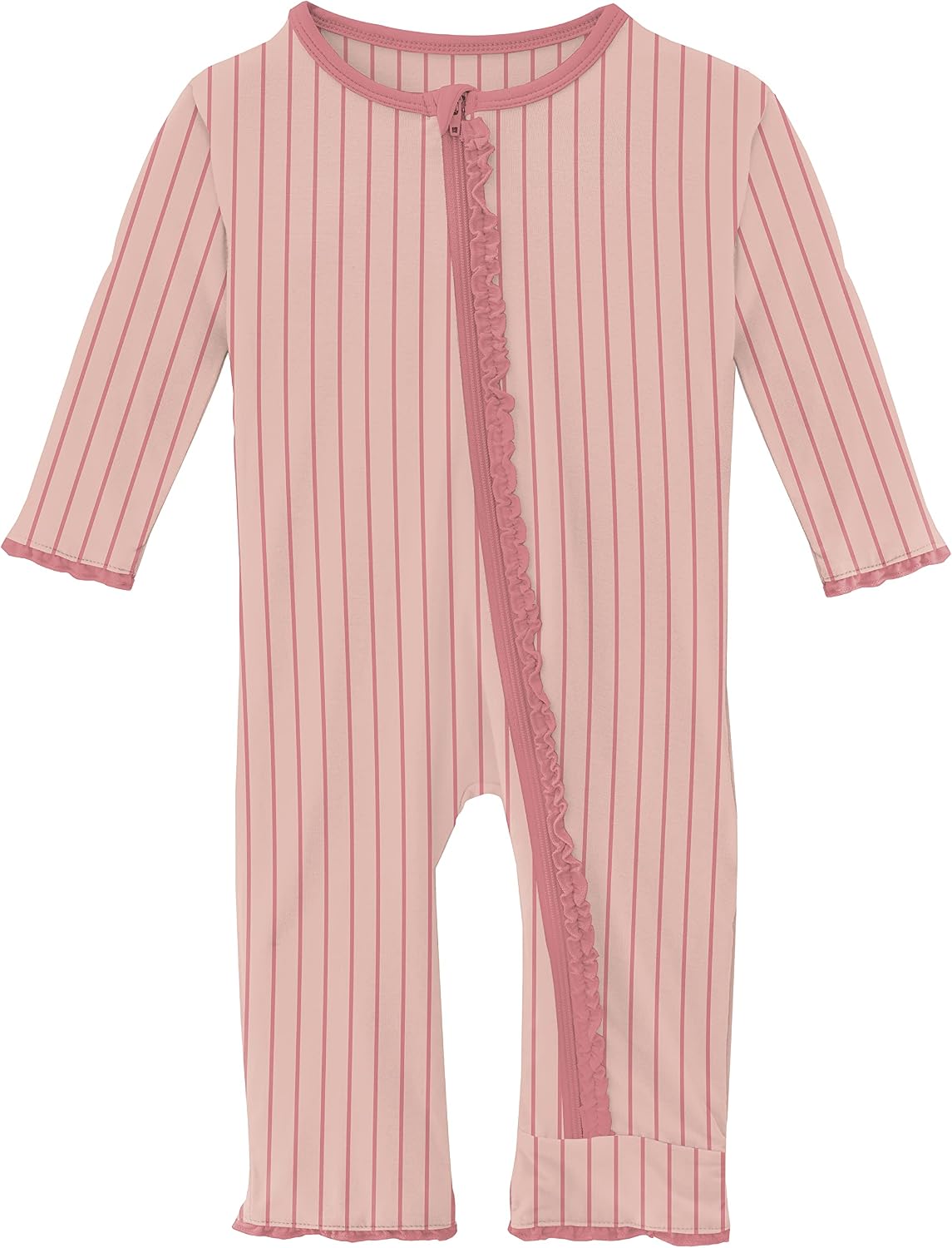 KicKee Pants Print Muffin Ruffle Coverall with Zipper, Soft Sleepwear, One-Piece Girl Clothes, Back Flap One-Piece