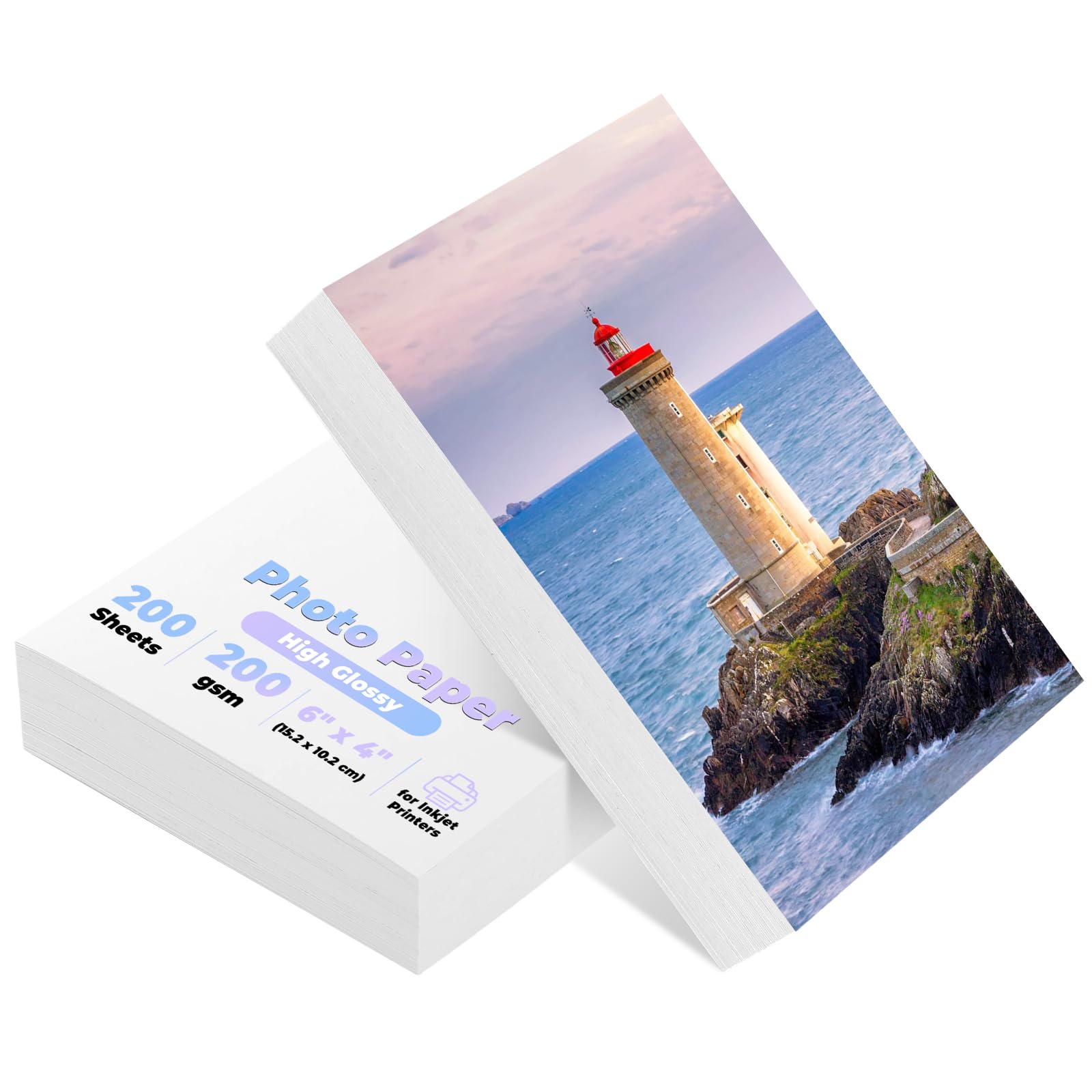 Lychico 200 Sheets 4x6 Photo Paper Glossy, 200gsm A6 Picture Paper 6x4 Inch (10x15cm) for Inkjet Printers, Photo Printer Paper for Canon HP Epson, Instant Drying & Water Resistant