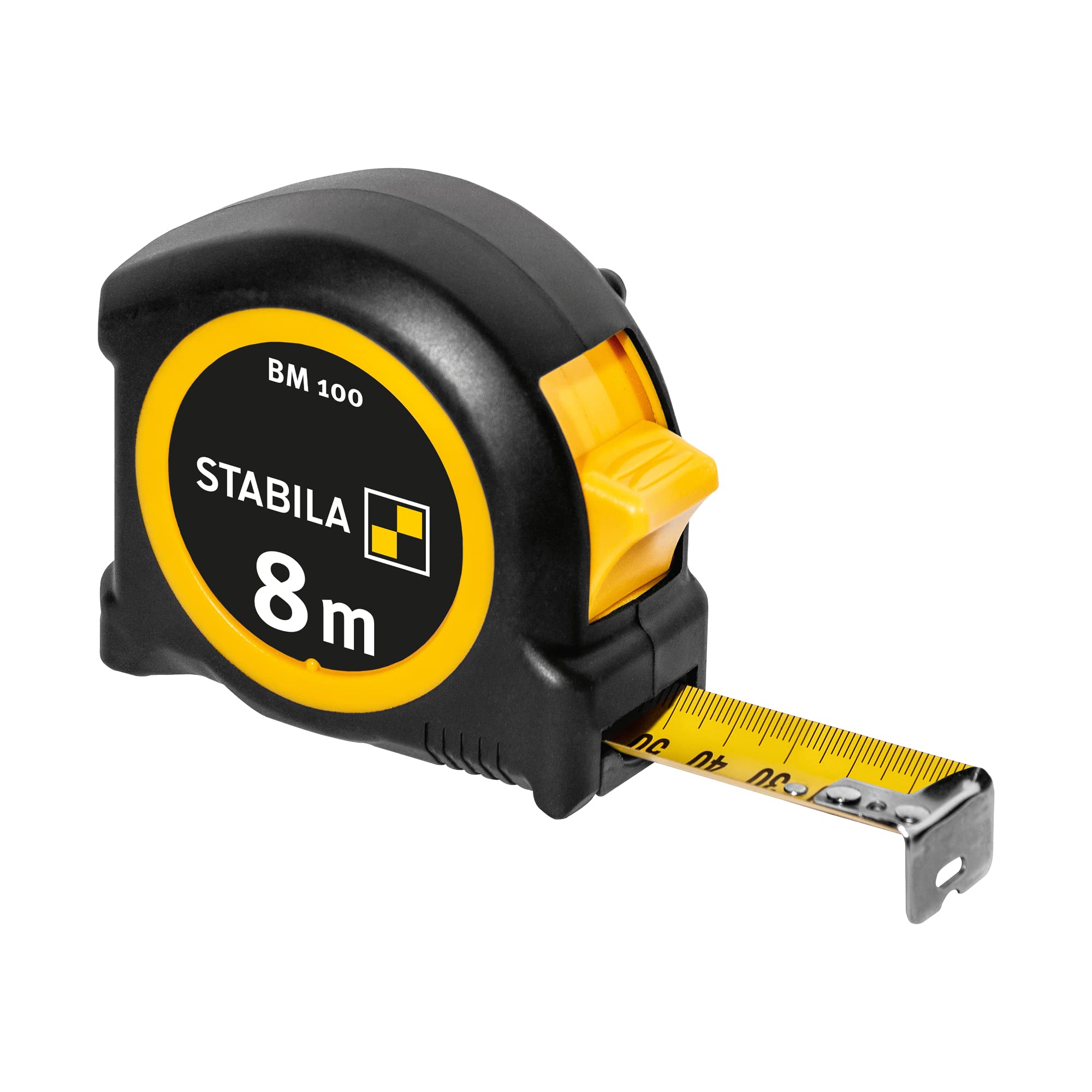 STABILA BM 100, 8 m, 1000 scale BM100, 8 m (mm) pocket tape measure, black/yellow