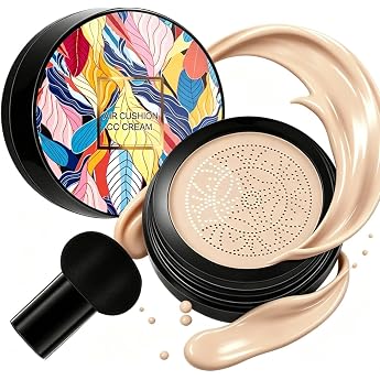 Mushroom Head Air Cushion CC Cream Mushroom Head Air Cushion CC Cream Mushroom Head Air Cushion CC Cream - Cushion Foundation Long-Lasting Even Skin Tone Face Blemishes Cover Pack of 1