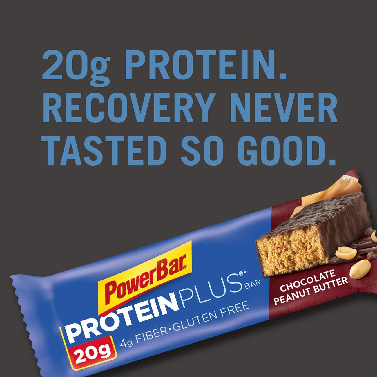 PowerBar Protein Plus Bar, Chocolate Peanut Butter, 2.12 Ounce (15 Count) (Packaging May Vary)
