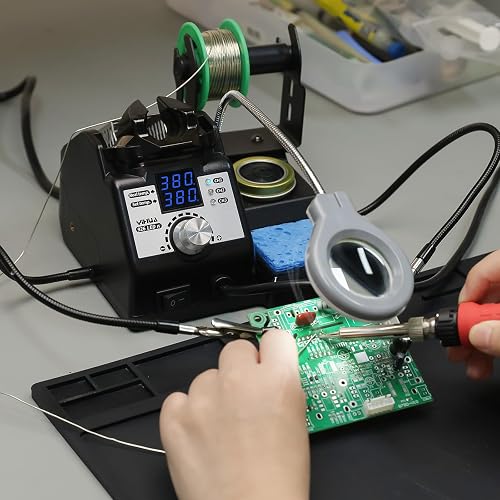 YIHUA 926LED-IV Station de soudure 110W EVO 90~480°C Kit de soudure avec 4 mains secourables, 1 loupe avec éclairage LED, 5 pannes à souder supplémentaires, 50g de fil à souder sans plomb - 7