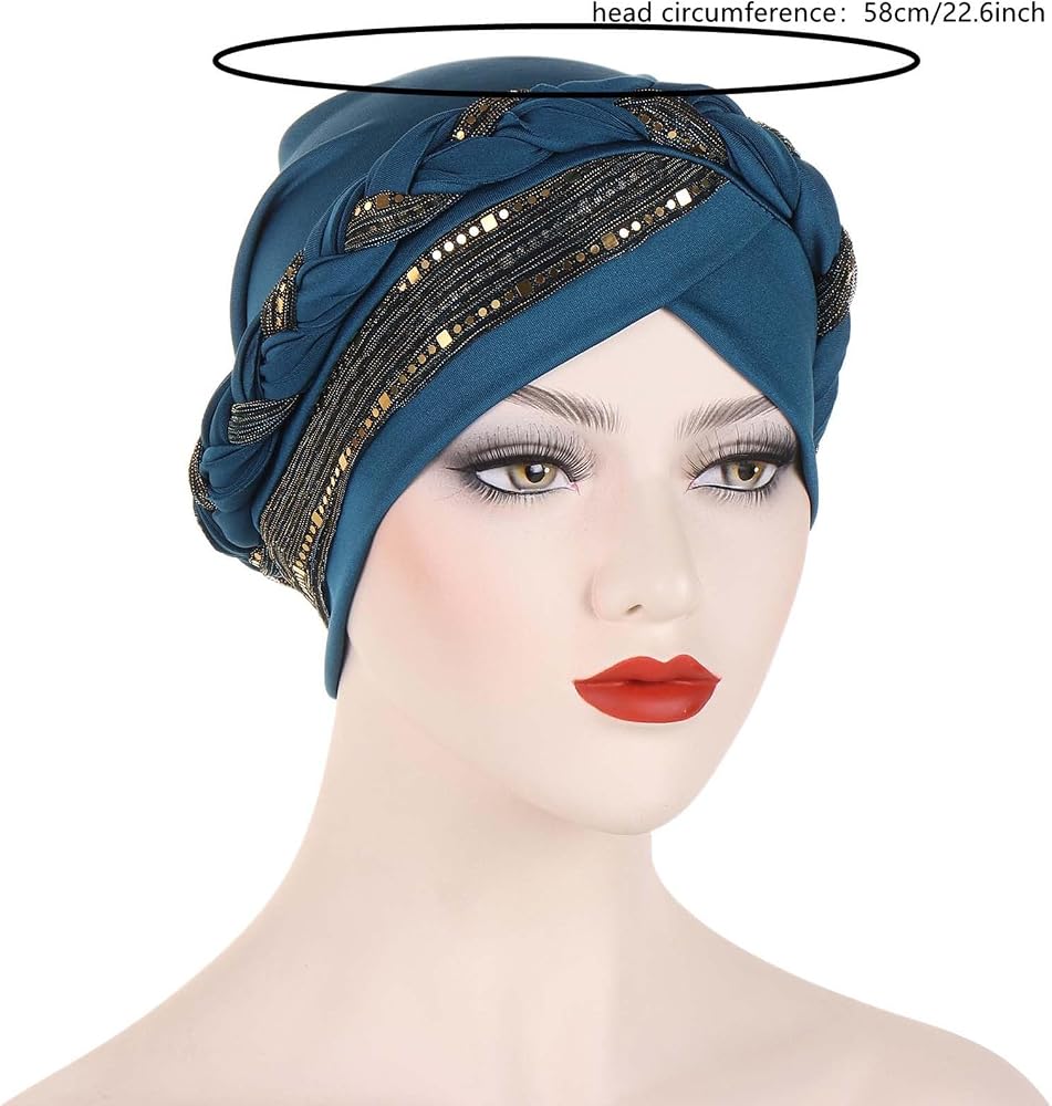 Fxhixiy Beaded Turban Hat For Women - Pre-Tied Knot Headwrap, Chemo Beanie, Soft Cancer Hair Cover (Navy) - View #11