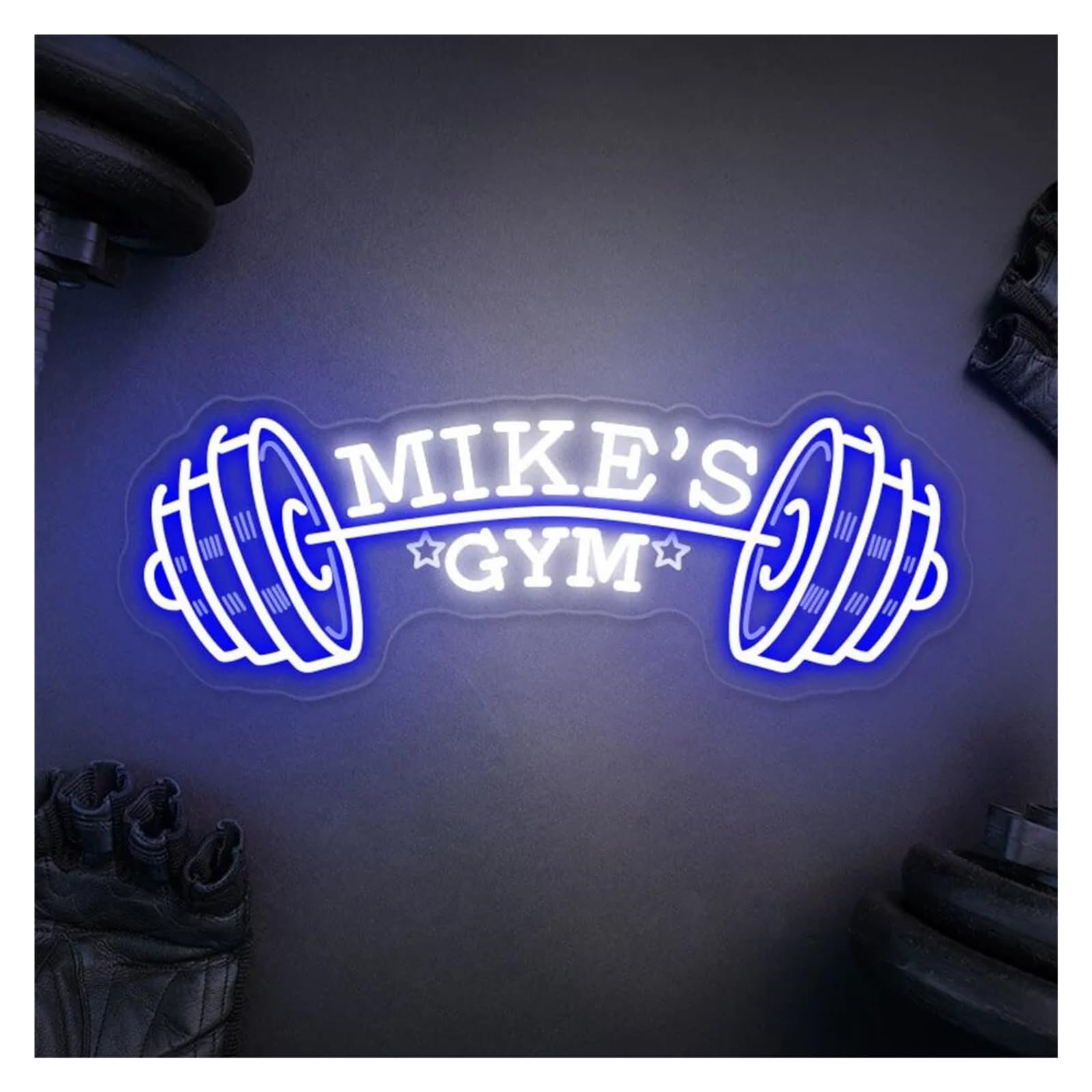 LEMST Signs Lamp Dumbbell Neon Sign, Gym Neon Wall Hanging, Fitness Lover, School Gym Wall Decor 50cm(B)