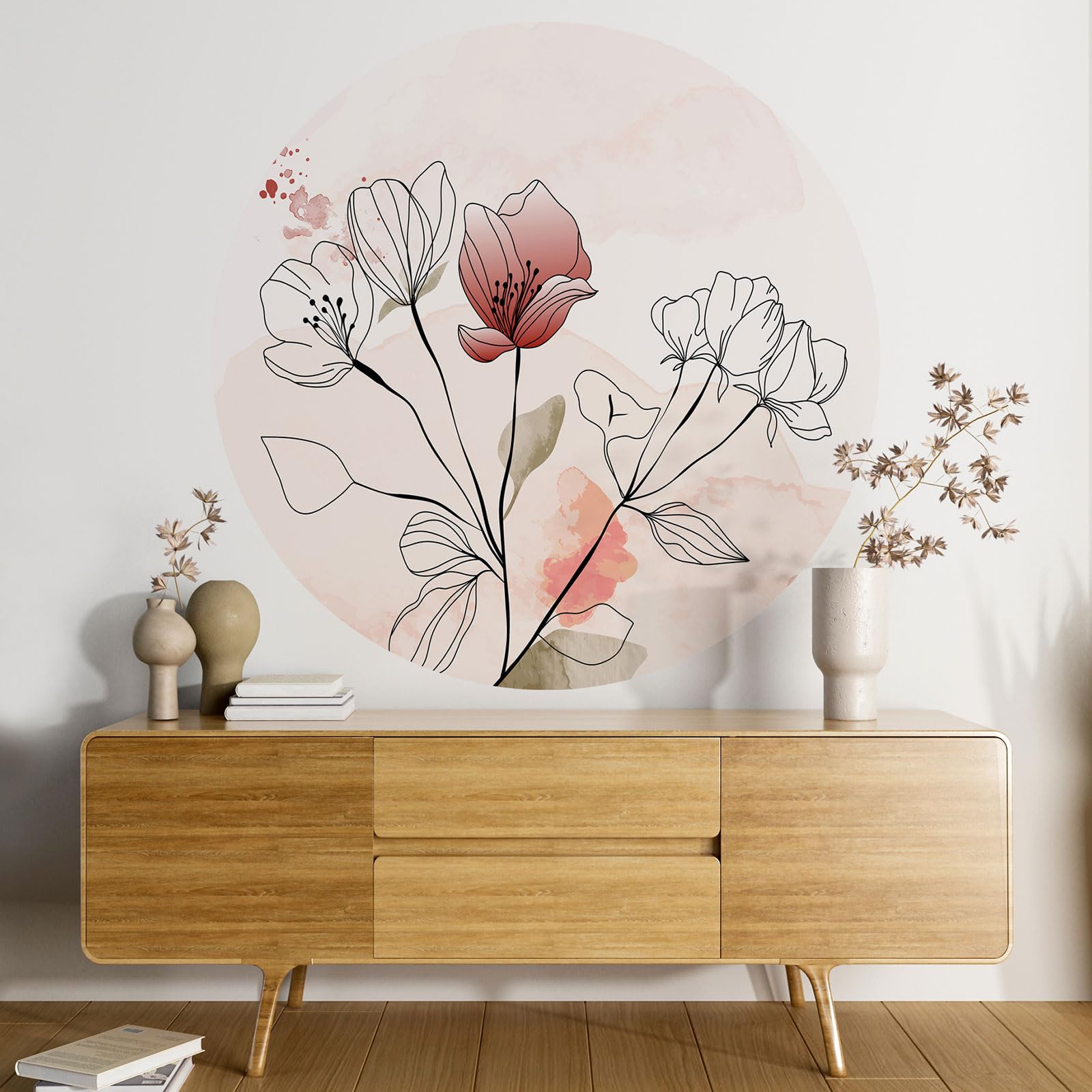 Okrągła/okrągła tapeta - Kwiaty 3617689741291 - średnica 195 cm w 3 częściach