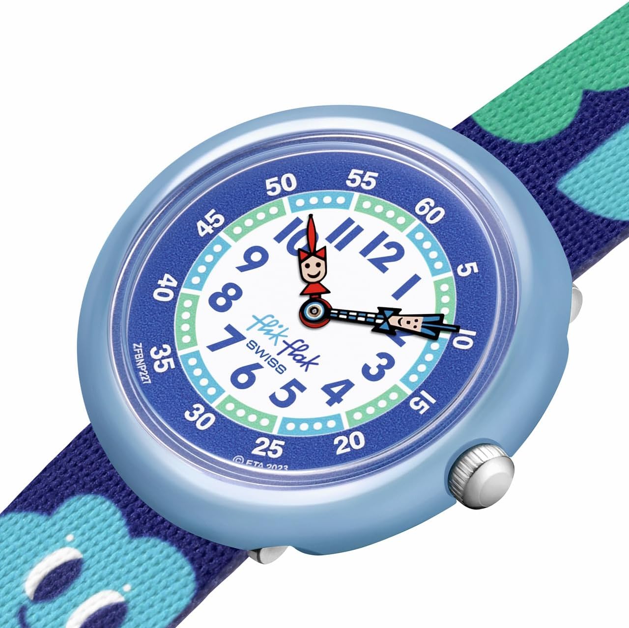 Flik Flak Boy Kids Watch Biosourced Quartz Waterproof Smiling Clouds