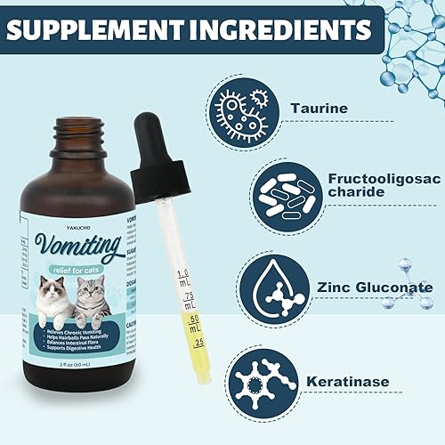 Miniatura 4 de Alivio de vómitos para gatos, remedio para el vómito de los gatos, líquido probiótico de apoyo digestivo, ayuda a reducir las bolas de pelo, alivia