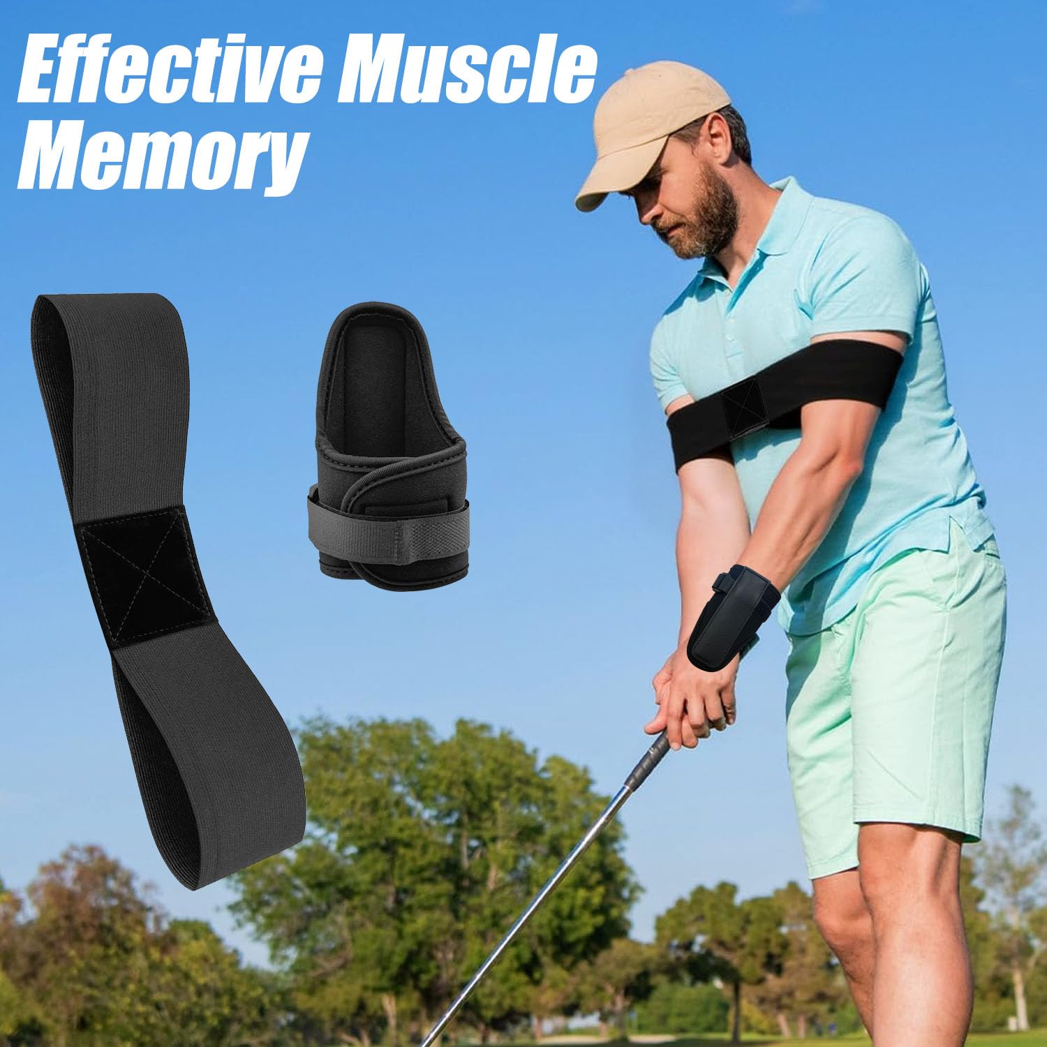Golf Swing Trainer, Wrist Correction & Arm Band Set for Beginners