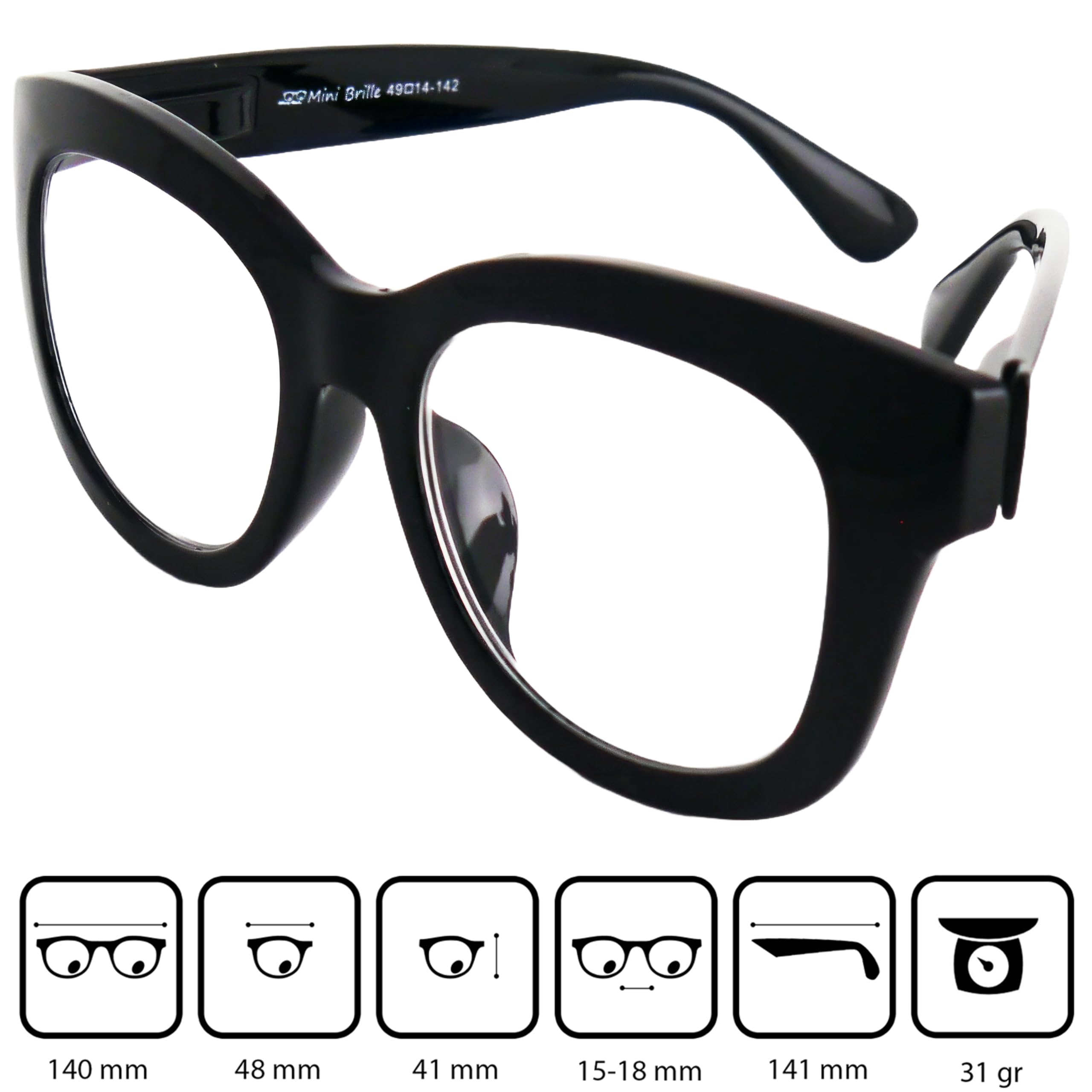 Mini Brille Occhiali da Lettura Rettangolari con Montatura Grande in Plastica, Occhiali Oversize Donna