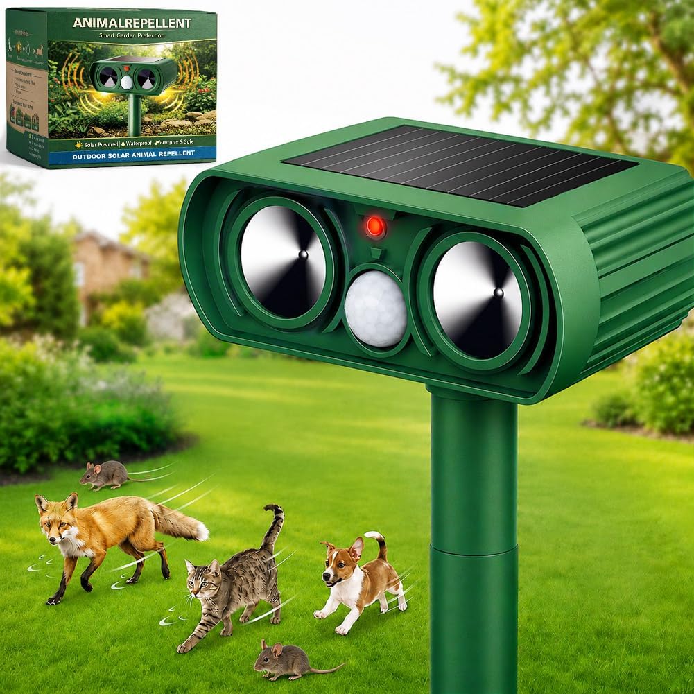Solare Maulwurf Vertreiber con luci LED lampeggianti, repellente per talpe ad ultrasuoni per giardino e uso esterno, repellente impermeabile per animali per talpe, ratti, uccelli, scoiattoli soluzione