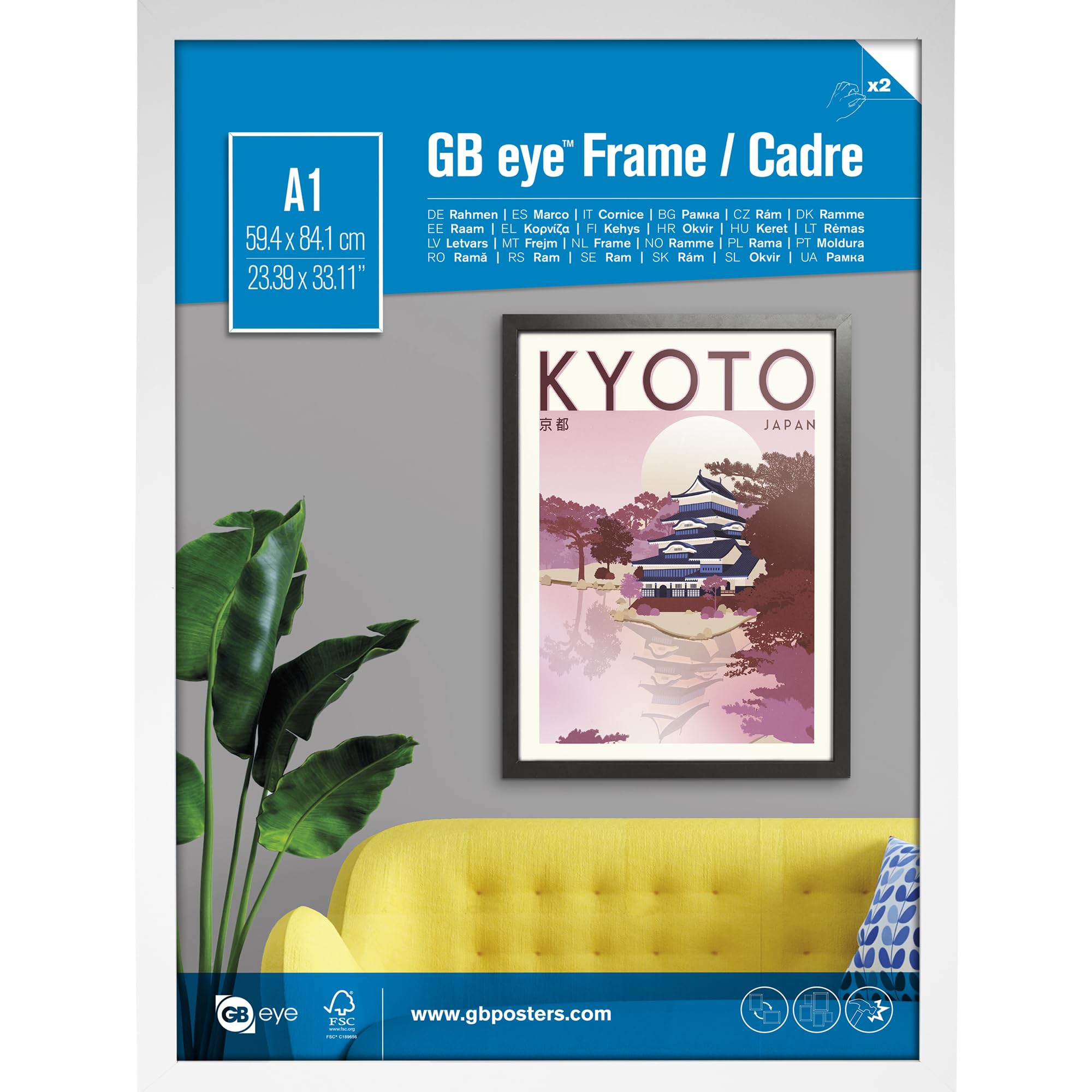 Gb Eye White Contemporary Wooden Picture Frame - A1-59.4 X 84.1Cm