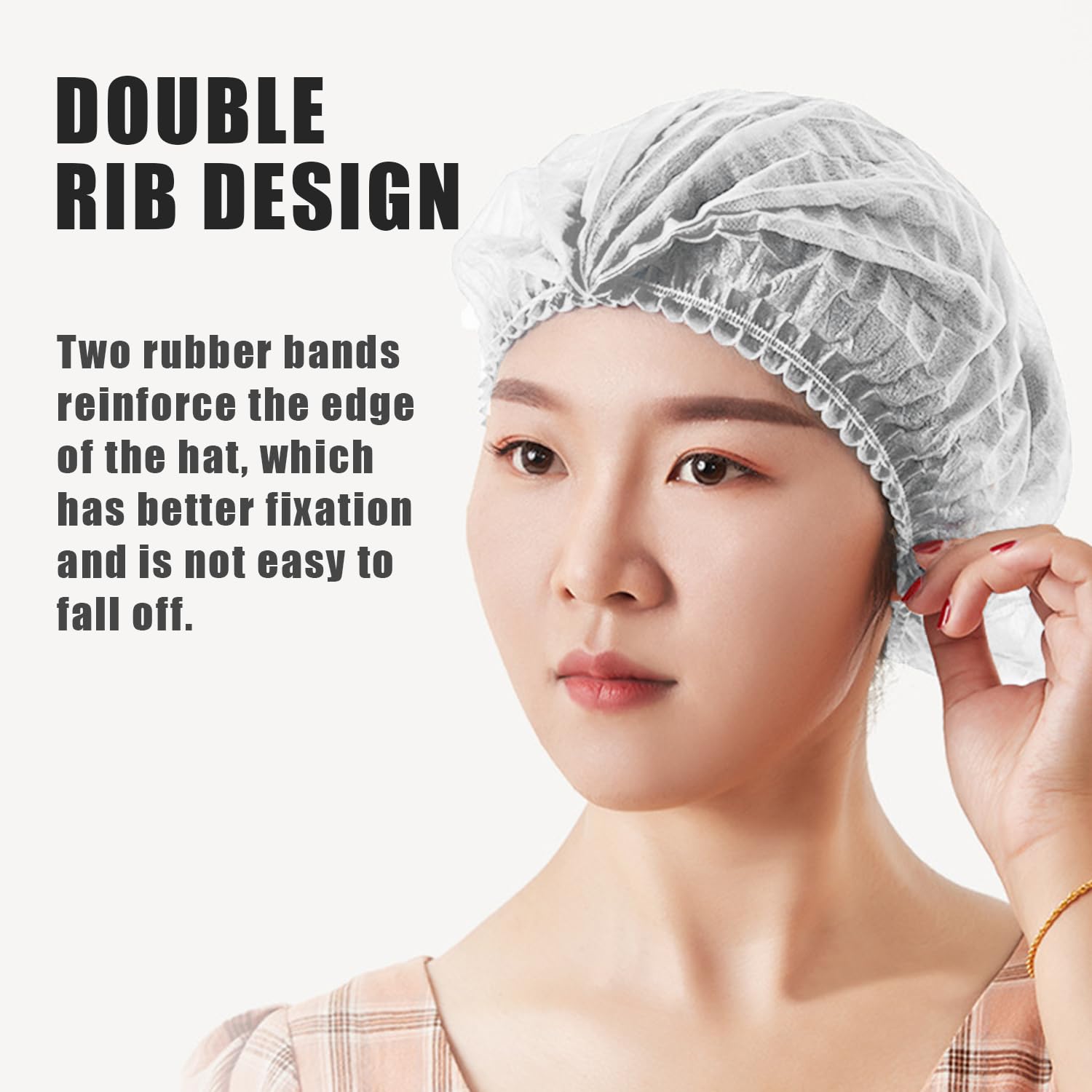 Lot de 50 bonnets de cuisine élastiques de 48,3 cm - Anti-poussière - Pour les traiteurs, les traiteurs, les cheveux sanitaires - Avec double élastique - Blancs