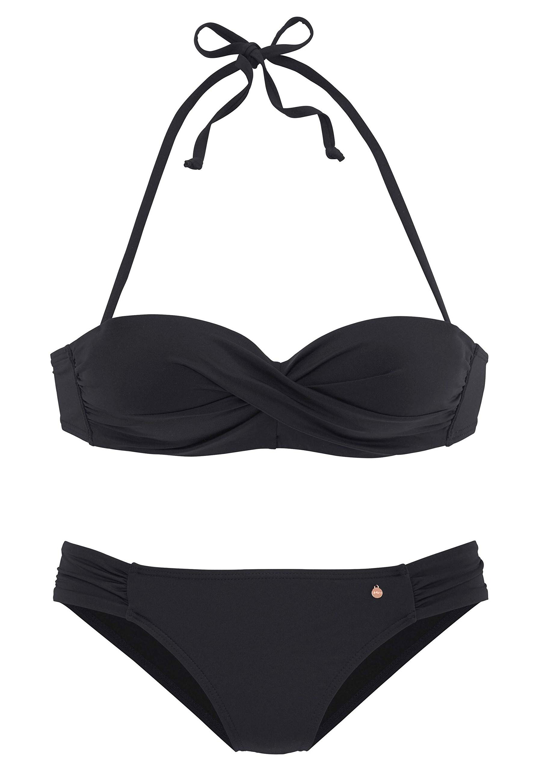 s.Oliver Damen Bügel-Bandeau-Bikini wattierte Cups, abnehmbare Träger, seitliche Raffung, softe Microfaser für vielseitige Looks am Strand
