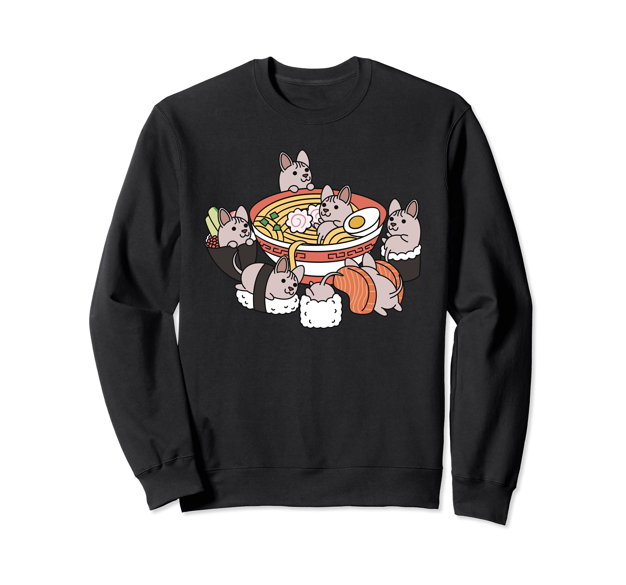 Ramen Sushi Sphynx Cat Pet Sweatshirt, Black
